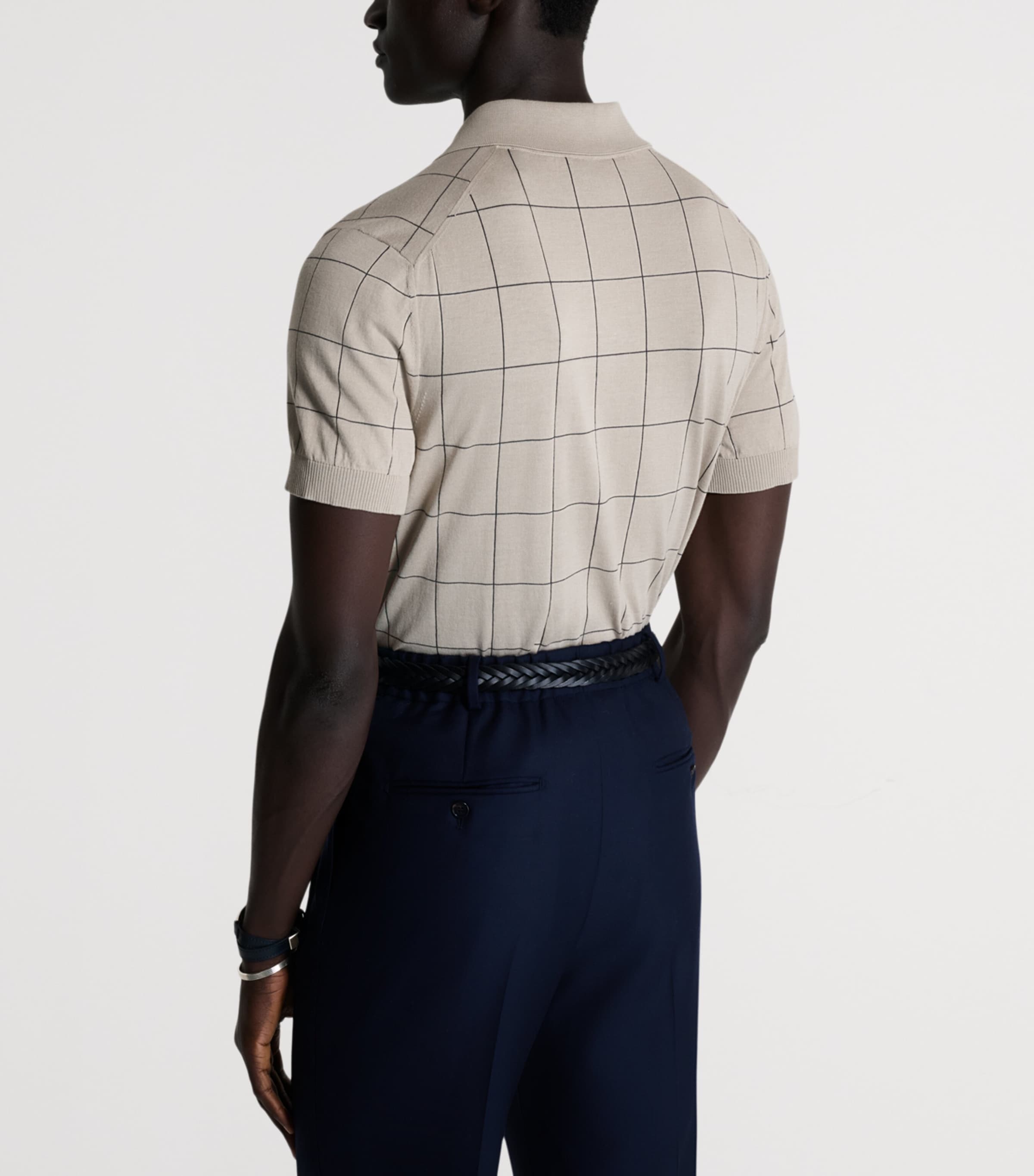 Dunhill Mens Cotton-Mulberry Silk Polo Shirt Sand Image 3