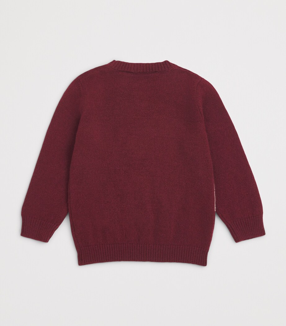 Per Te Wool-Cashmere Horse Jacquard Sweater (3-18 Months) Bordeaux Image 2