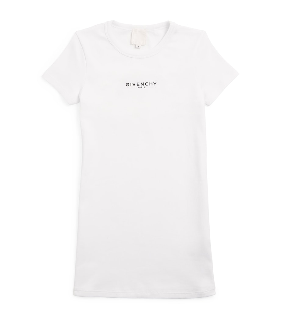 Stretch-Cotton Logo Short-Sleeve Dress (4-12+ Years) H31222/10PWHITE Image 1