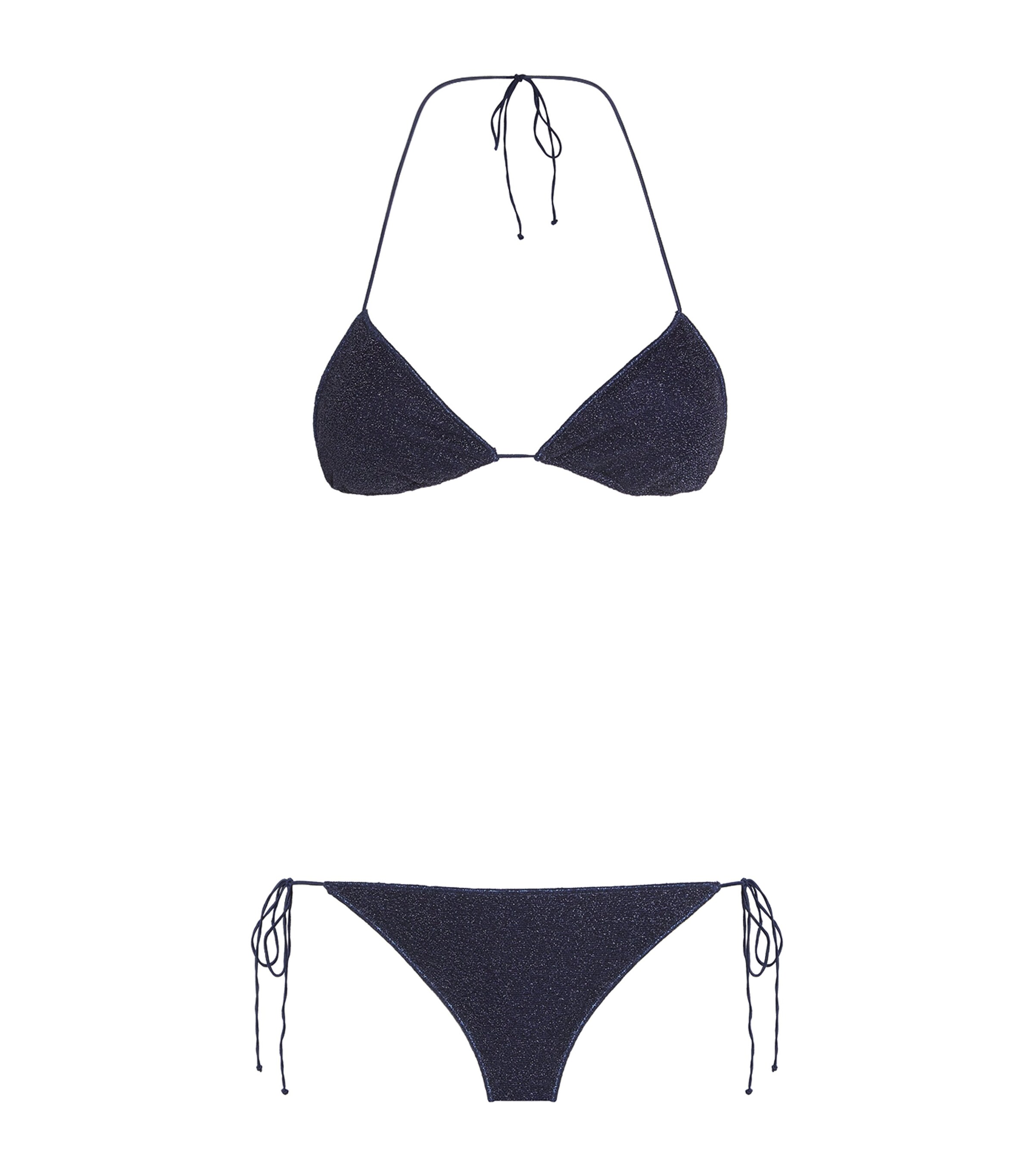Oseree Lumiere Lame' Jersey Bikini In Navy