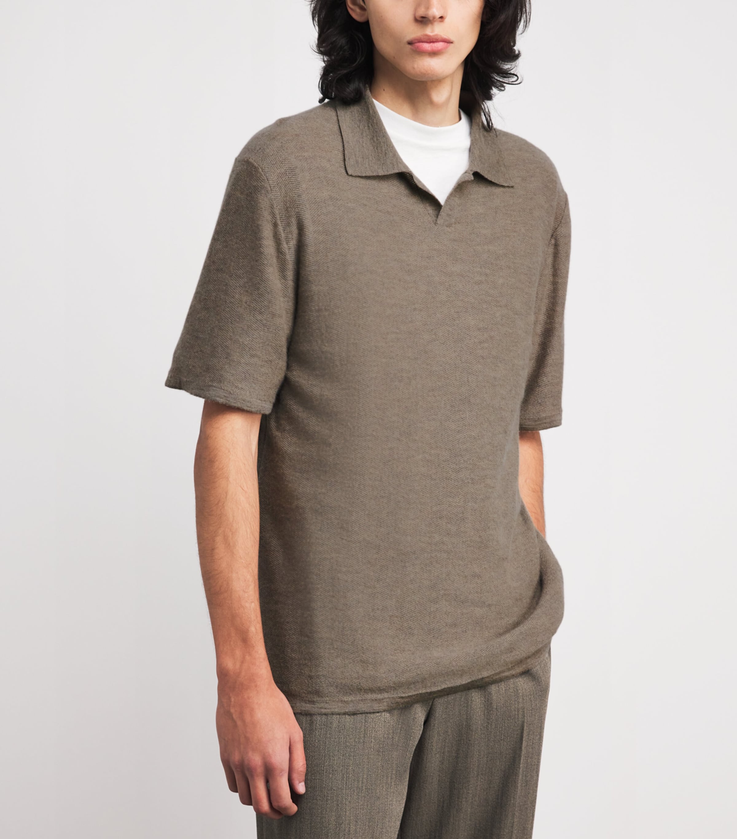 The Row Mens Morand Cashmere Top Beige Image 3