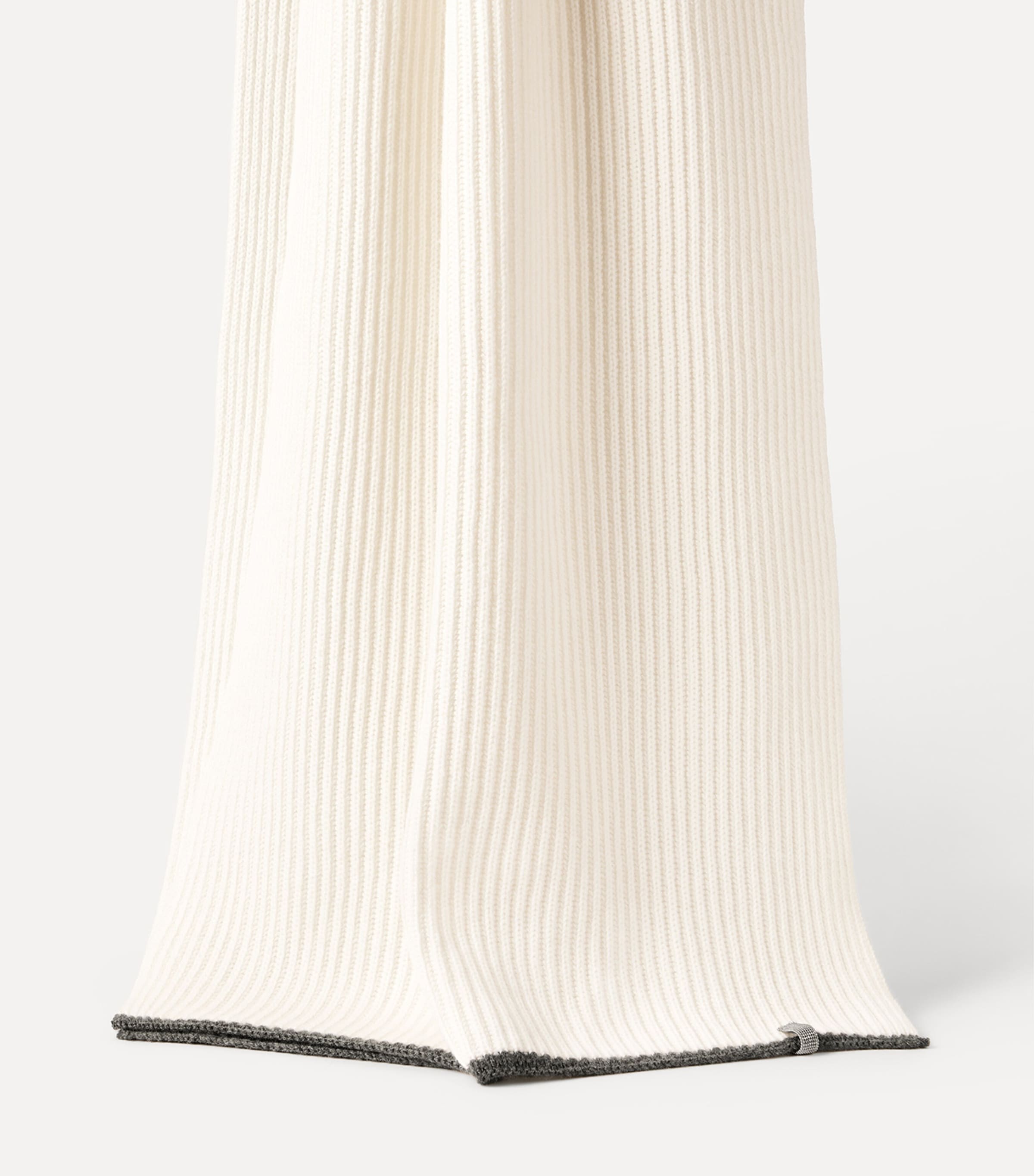 Brunello Cucinelli Cashmere Ribbed Monili-Detail Scarf Image 2