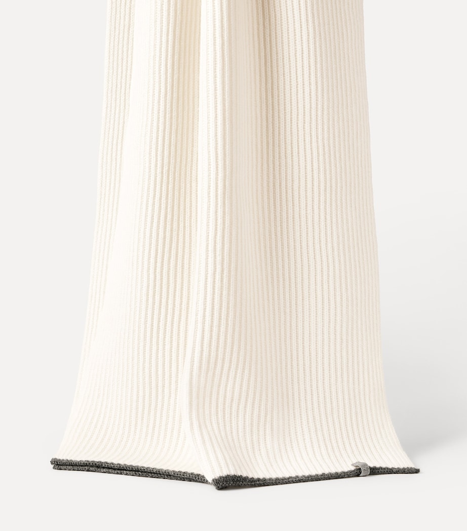 Brunello Cucinelli Cashmere Ribbed Monili-Detail Scarf Image 2