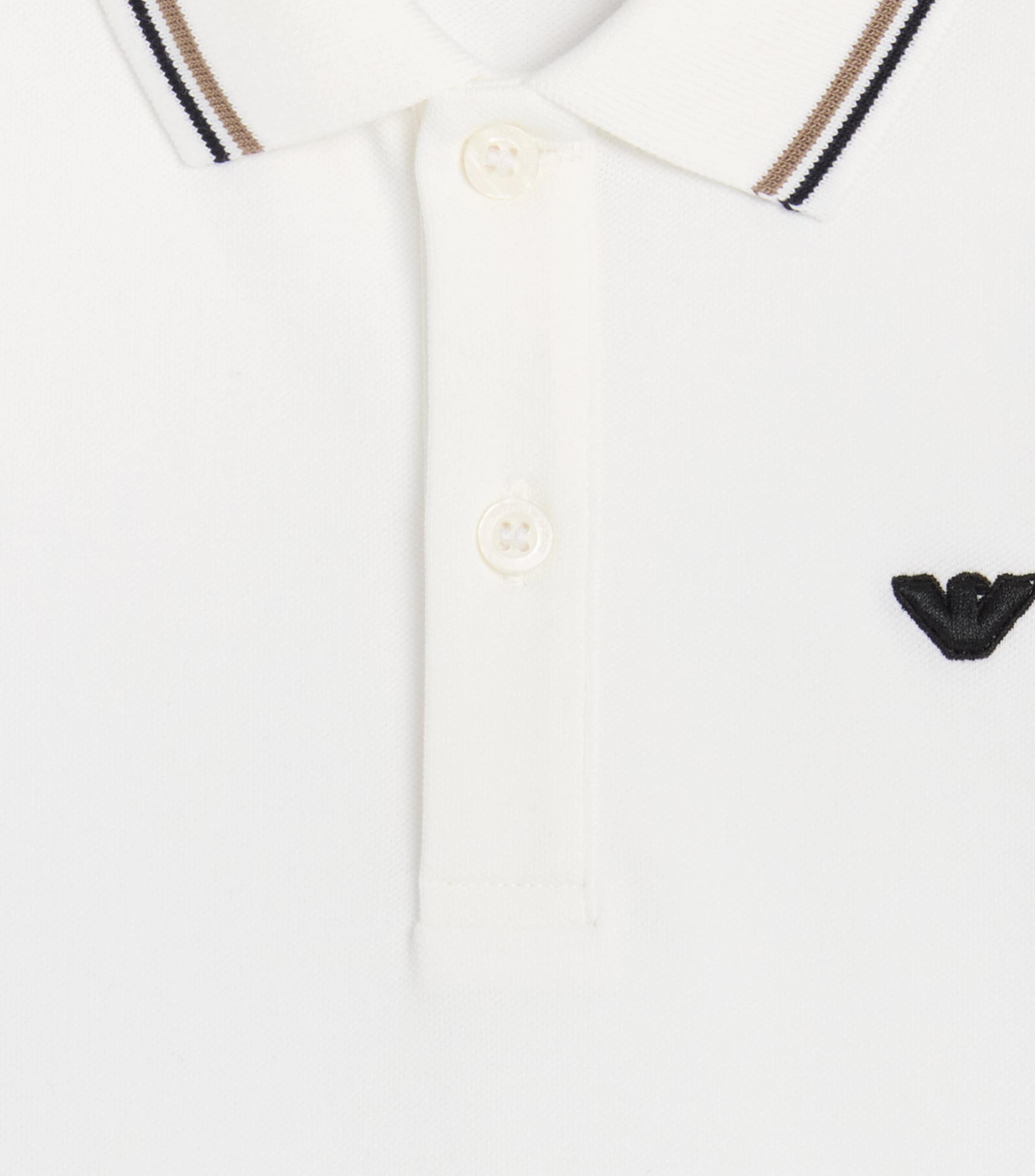 Emporio Armani Kids Stretch-Cotton Logo Polo Shirt (4-16 Years) Off White Image 3