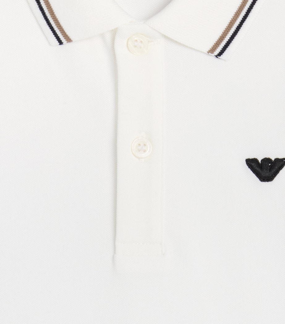 Emporio Armani Kids Stretch-Cotton Logo Polo Shirt (4-16 Years) Off White Image 3