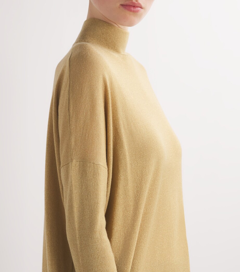 Cashmere Metallic Rollneck Sweater G67 GOLD Image 6