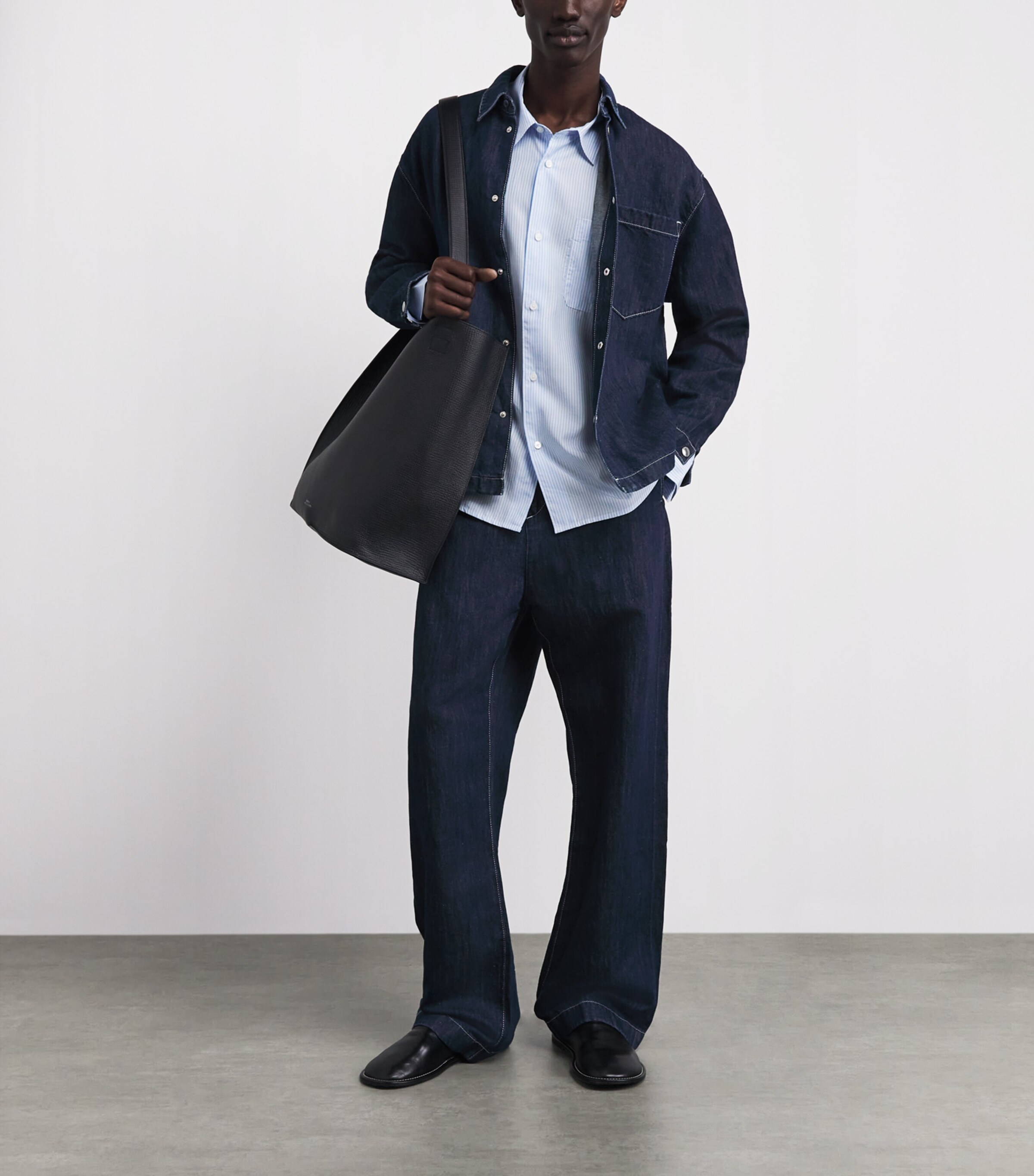 7 For All Mankind Mens Oversized Denim Shirt Nocturnal Image 2