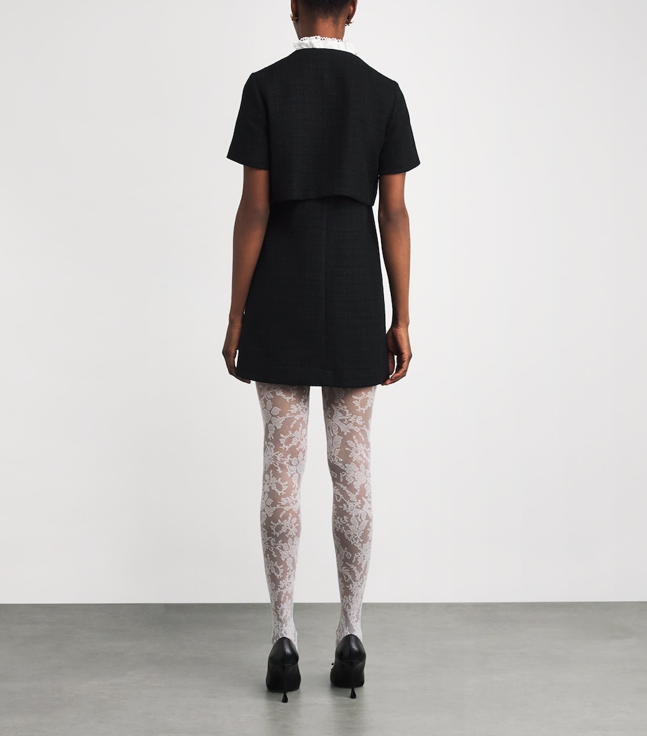 Tweed Ruffle-Collar Mini Dress BLACK Image 3