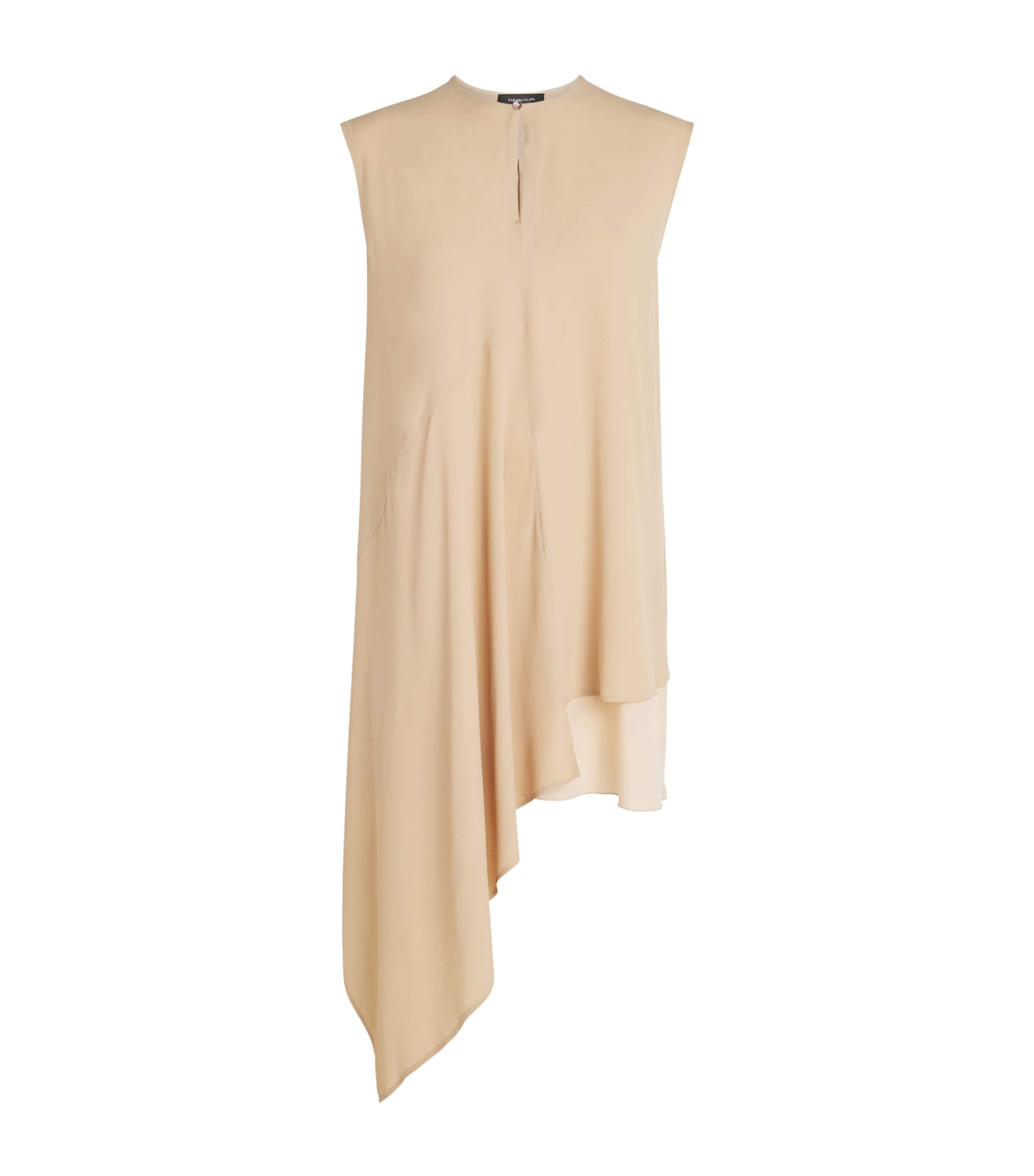 Fabiana Filippi Womens Crêpe de Chine Asymmetric Top Acero Image 1