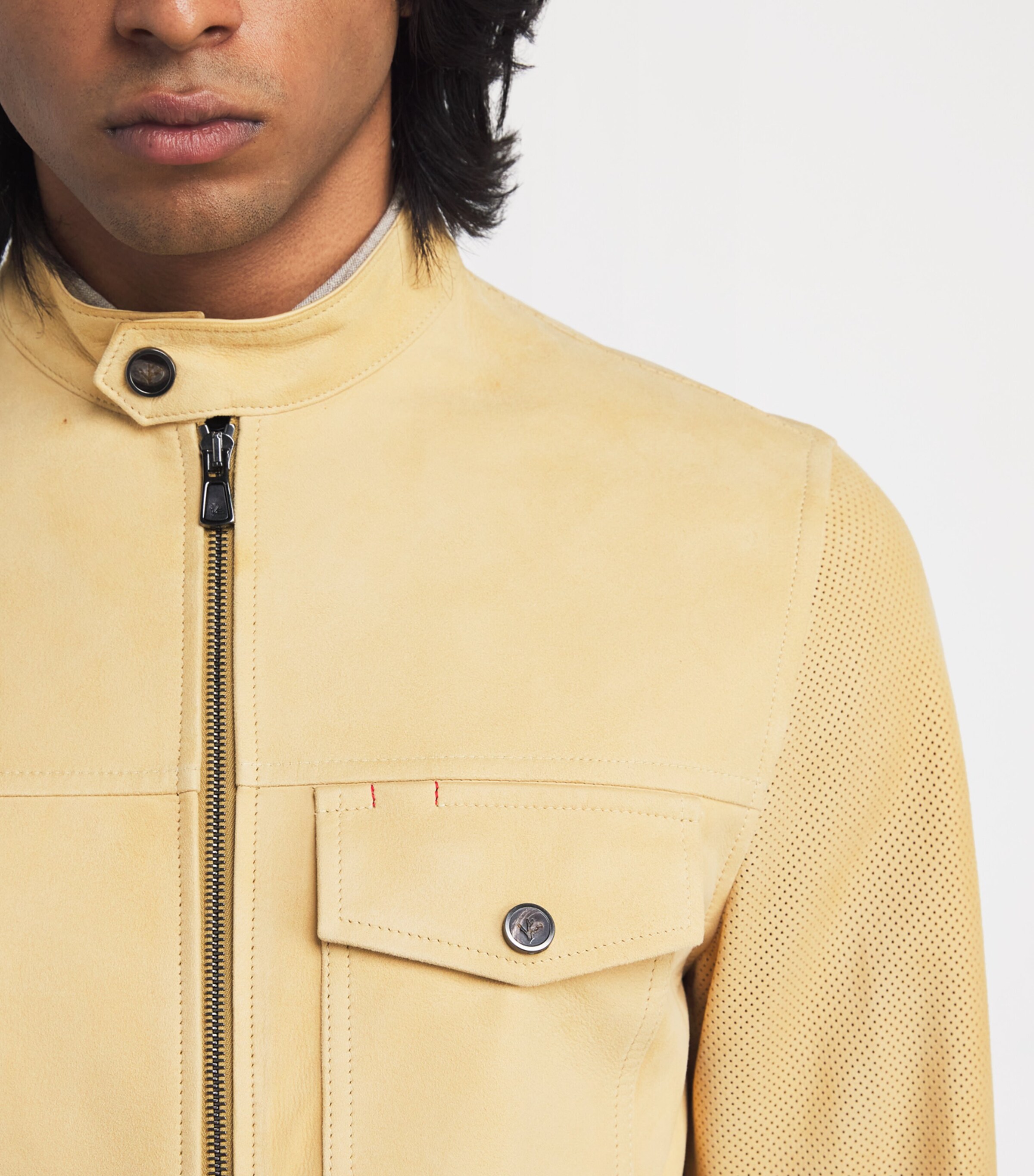 Lamb Suede Zip-Up Overshirt 340 Image 6