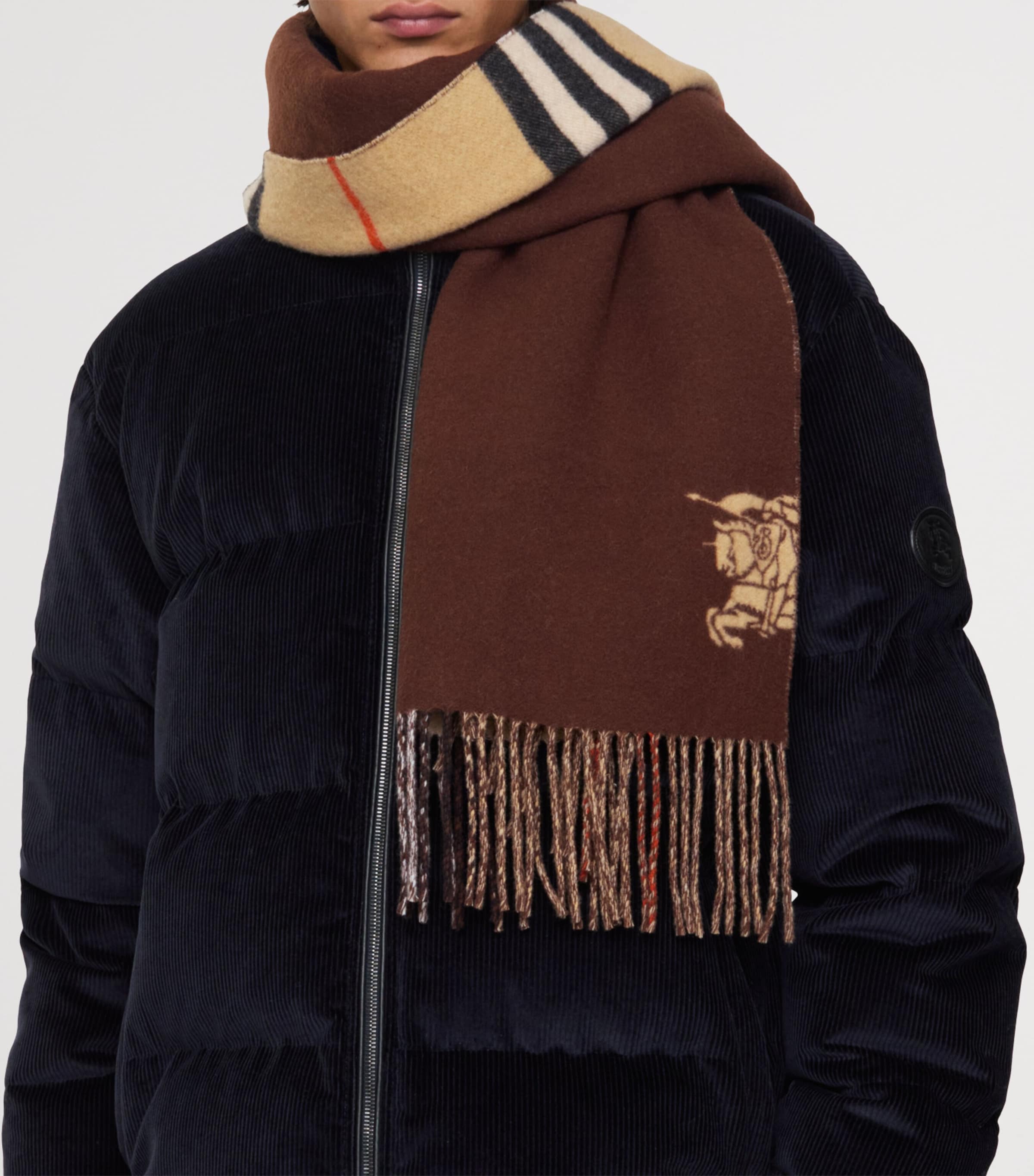 Cashmere Wide Reversible EKD Scarf SAND Image 5