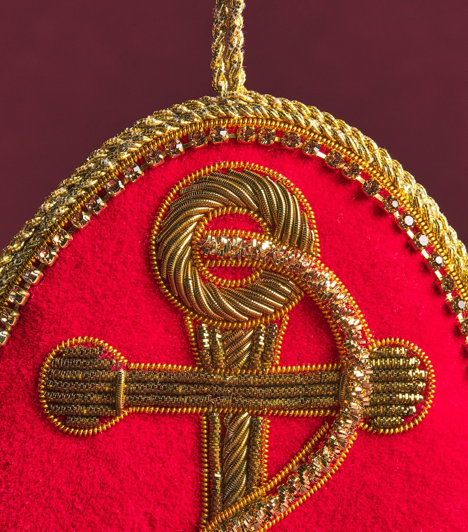 Tinker Tailor Embroidered Anchor Tree Decoration Red & Gold Image 2