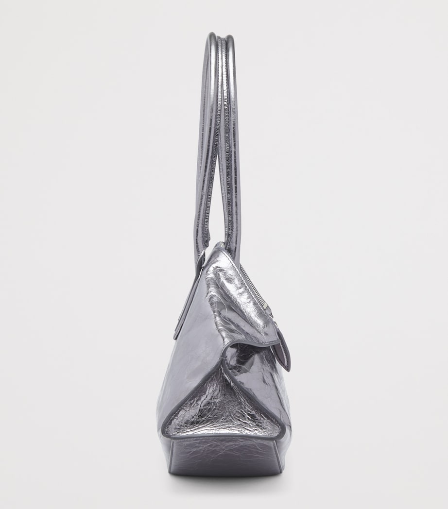 McQueen Metallic Leather Manta Top-Handle Bag Image 3