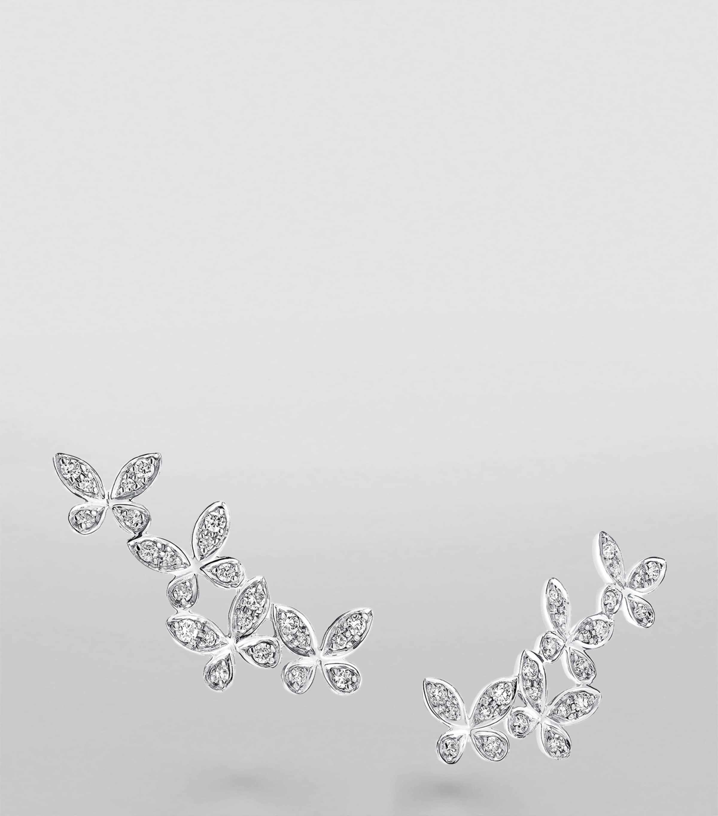 Small White Gold and Diamond Butterfly Earrings WHITE GOLD Image 3