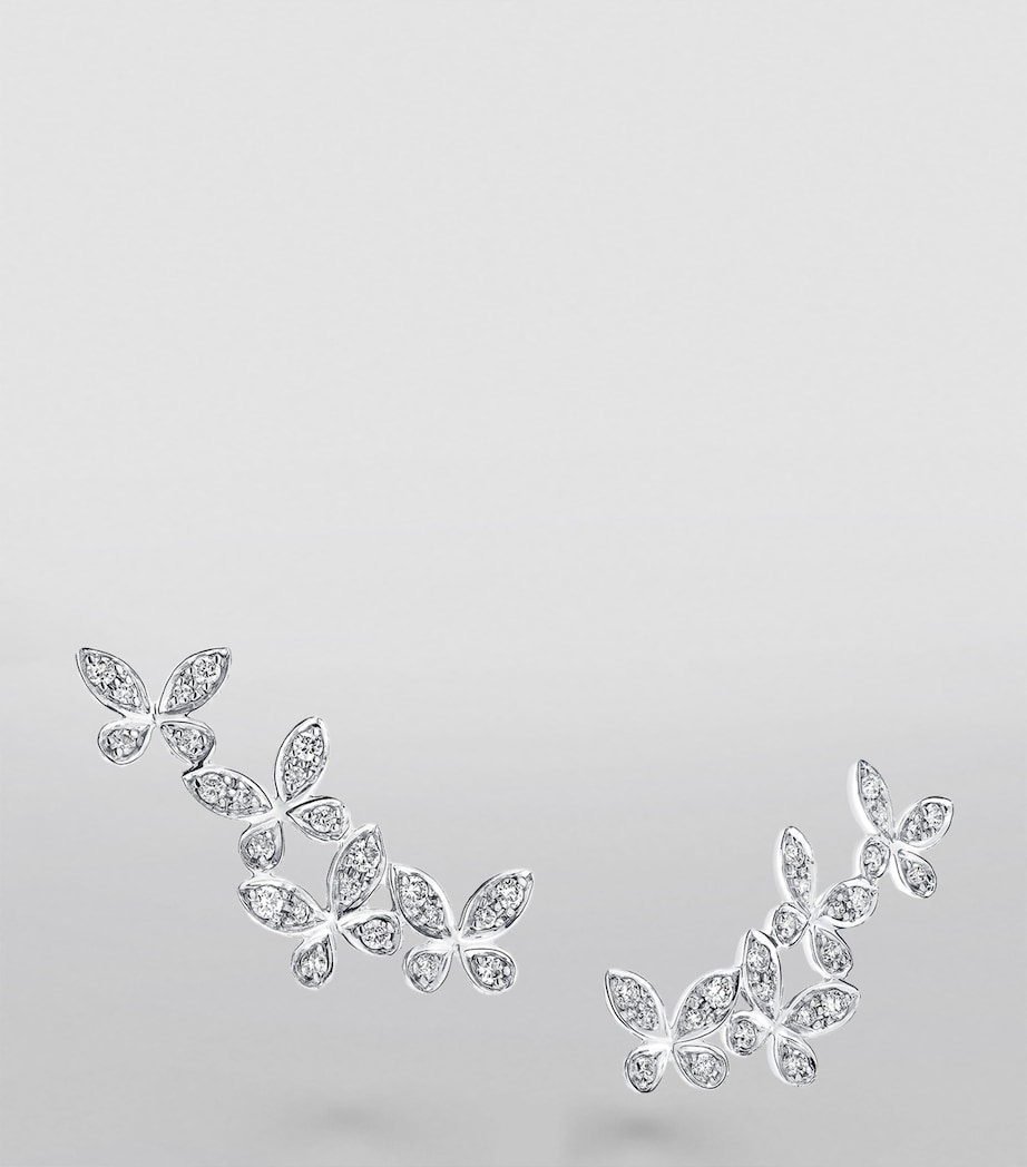 Small White Gold and Diamond Butterfly Earrings WHITE GOLD Image 3