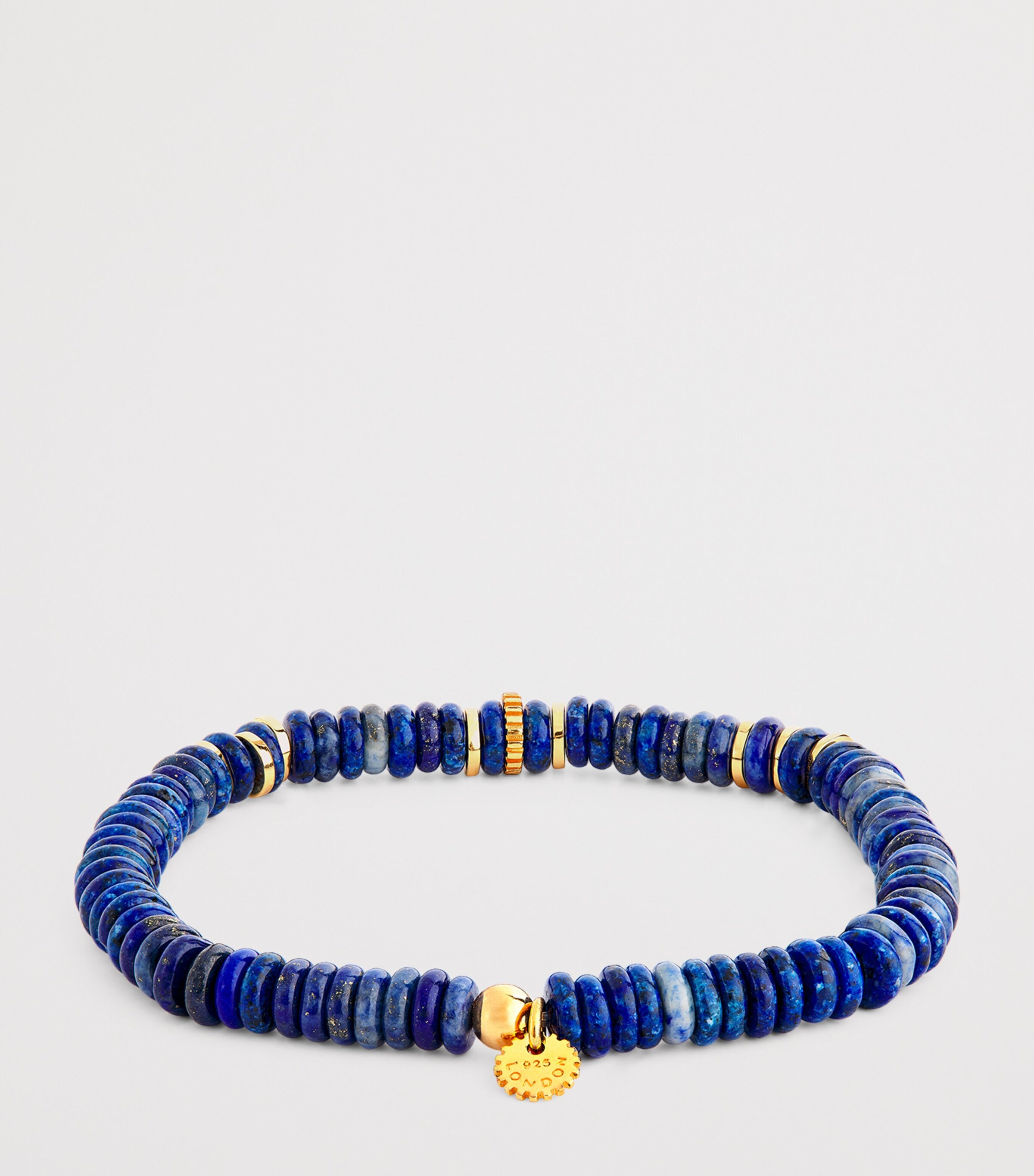 Tateossian Gold-Plated Sterling Silver and Lapis Classic Discs Bracelet Blue Image 3