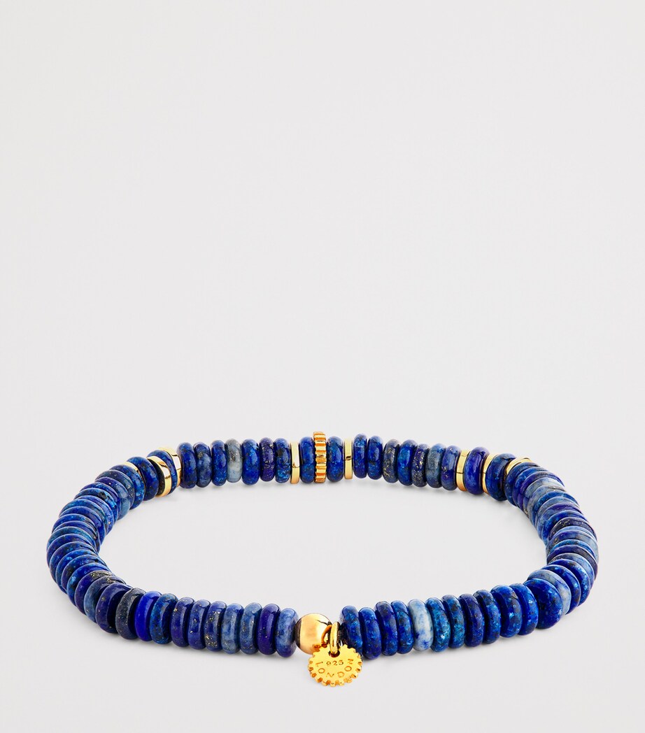 Tateossian Gold-Plated Sterling Silver and Lapis Classic Discs Bracelet Blue Image 3