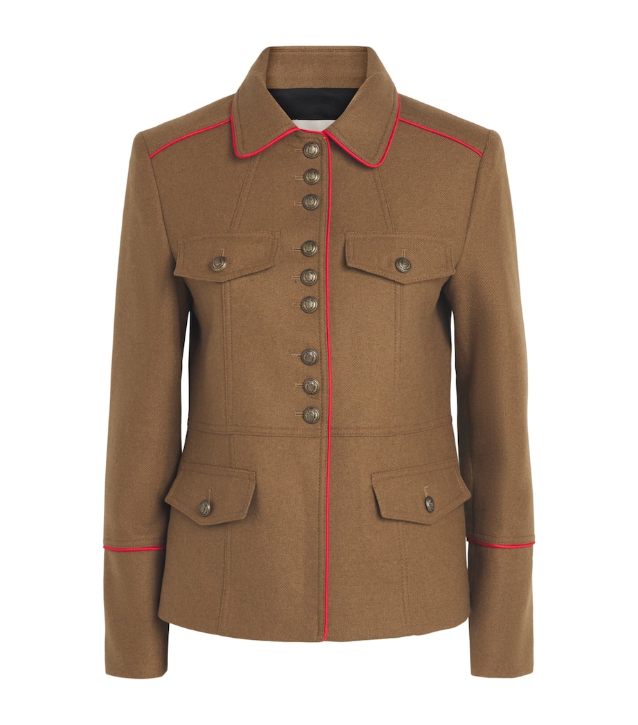 ME+EM Womens Wool-Blend Utility Blazer Golden Olive Image 1