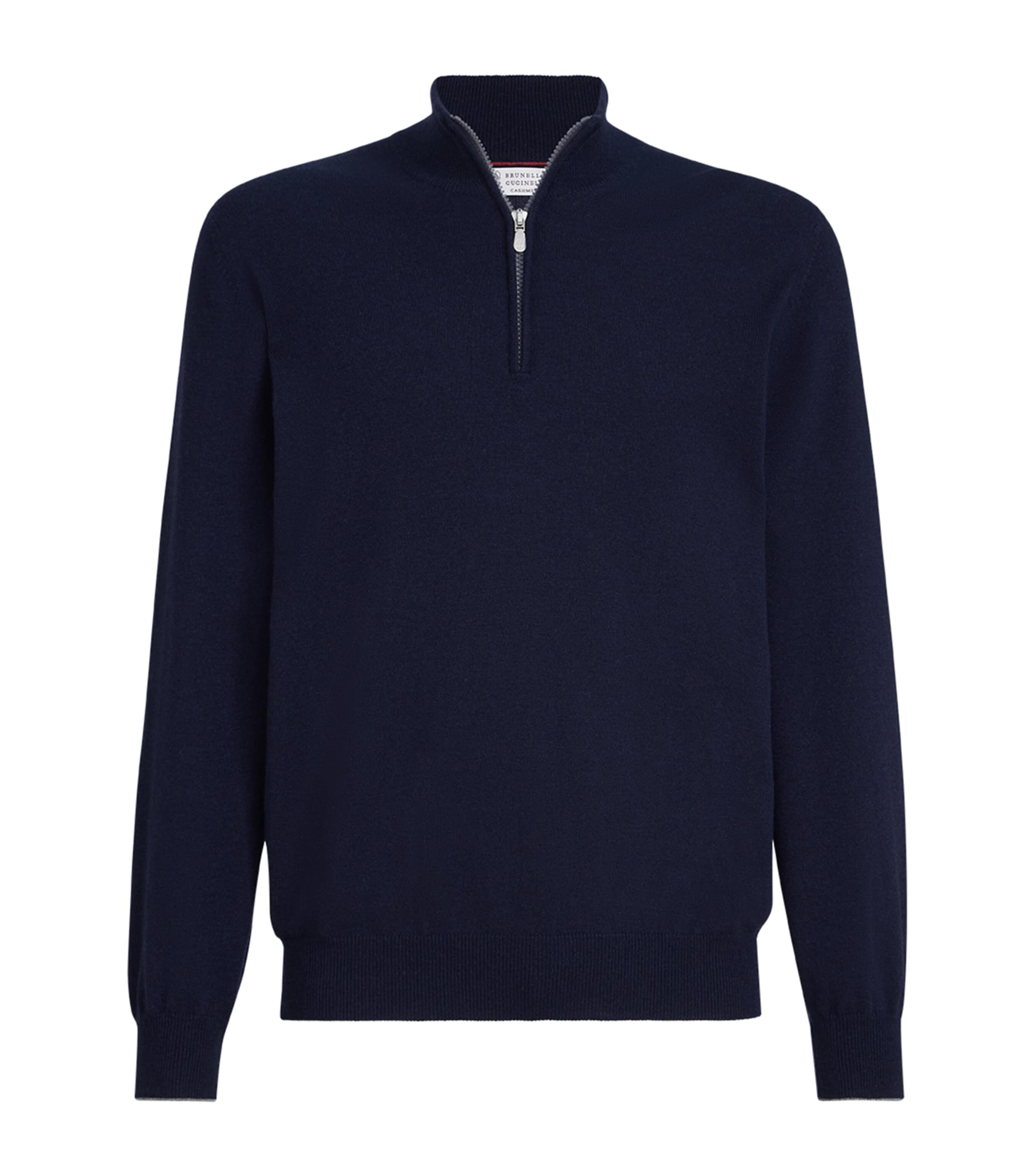 Brunello Cucinelli Mens Cashmere Quarter-Zip Sweater Image 1