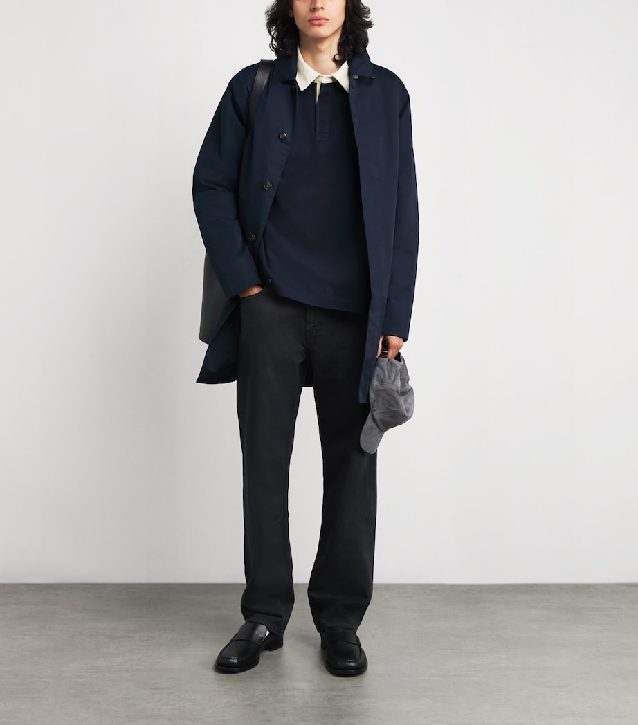 FRAME Mens Contrast-Collar Rugby Sweatshirt Dark Navy Image 2