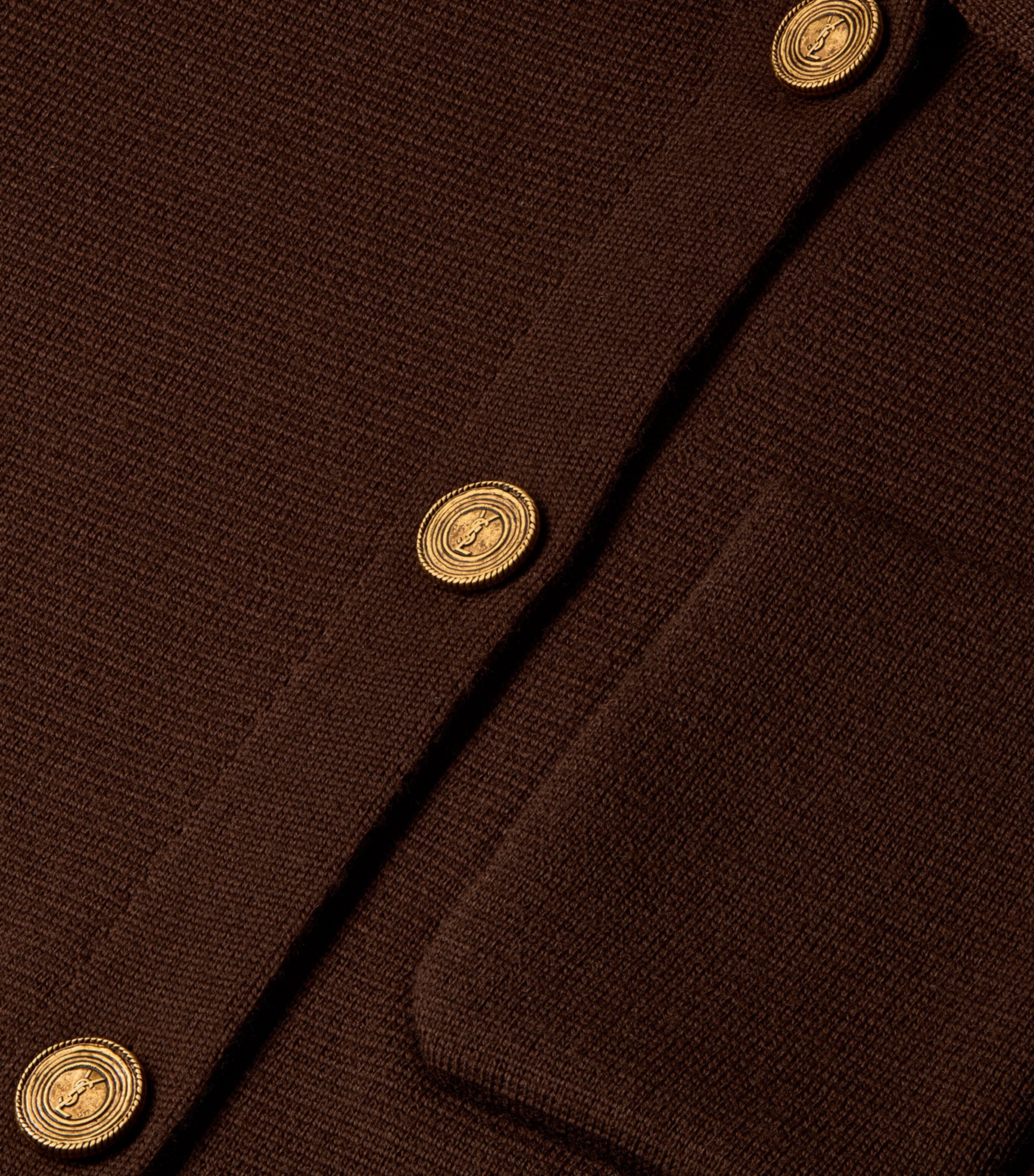 Saint Laurent Womens Virgin Wool Collar Cardigan Image 3
