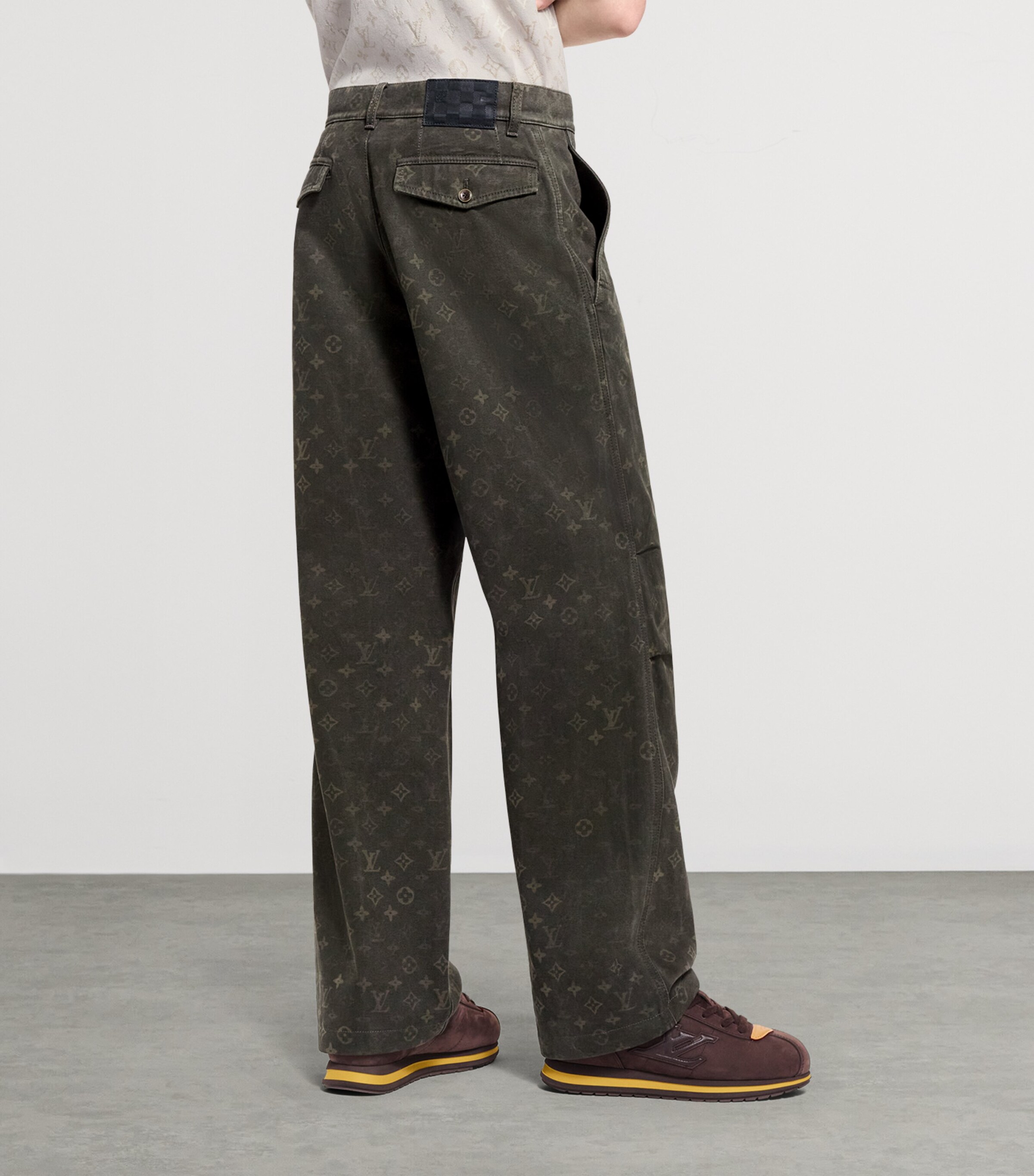 Waxed Denim Trousers DARK KHAKI GREEN Image 3