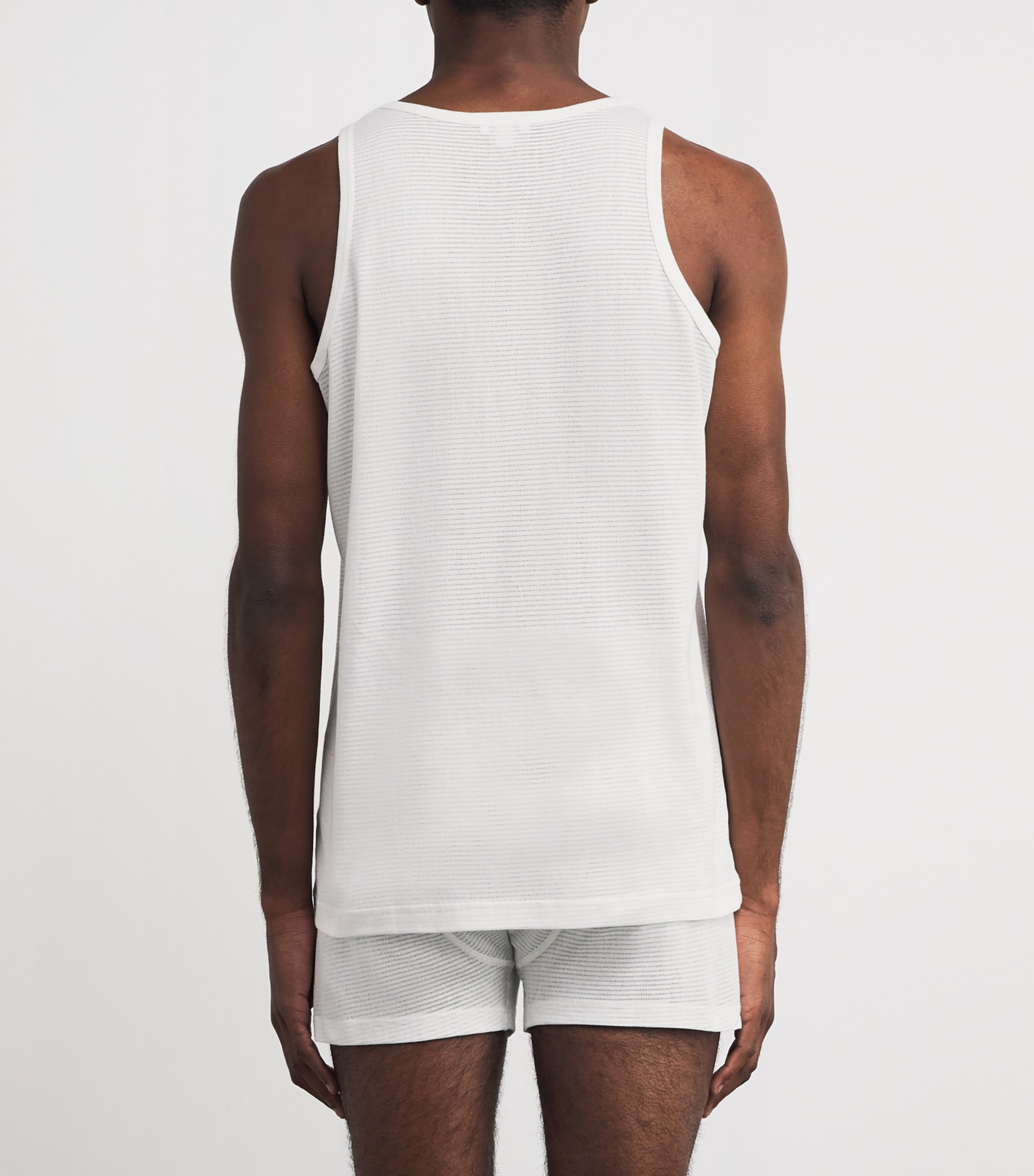 Sunspel Mens Cotton Mesh Cellular Vest Whaa White Image 4