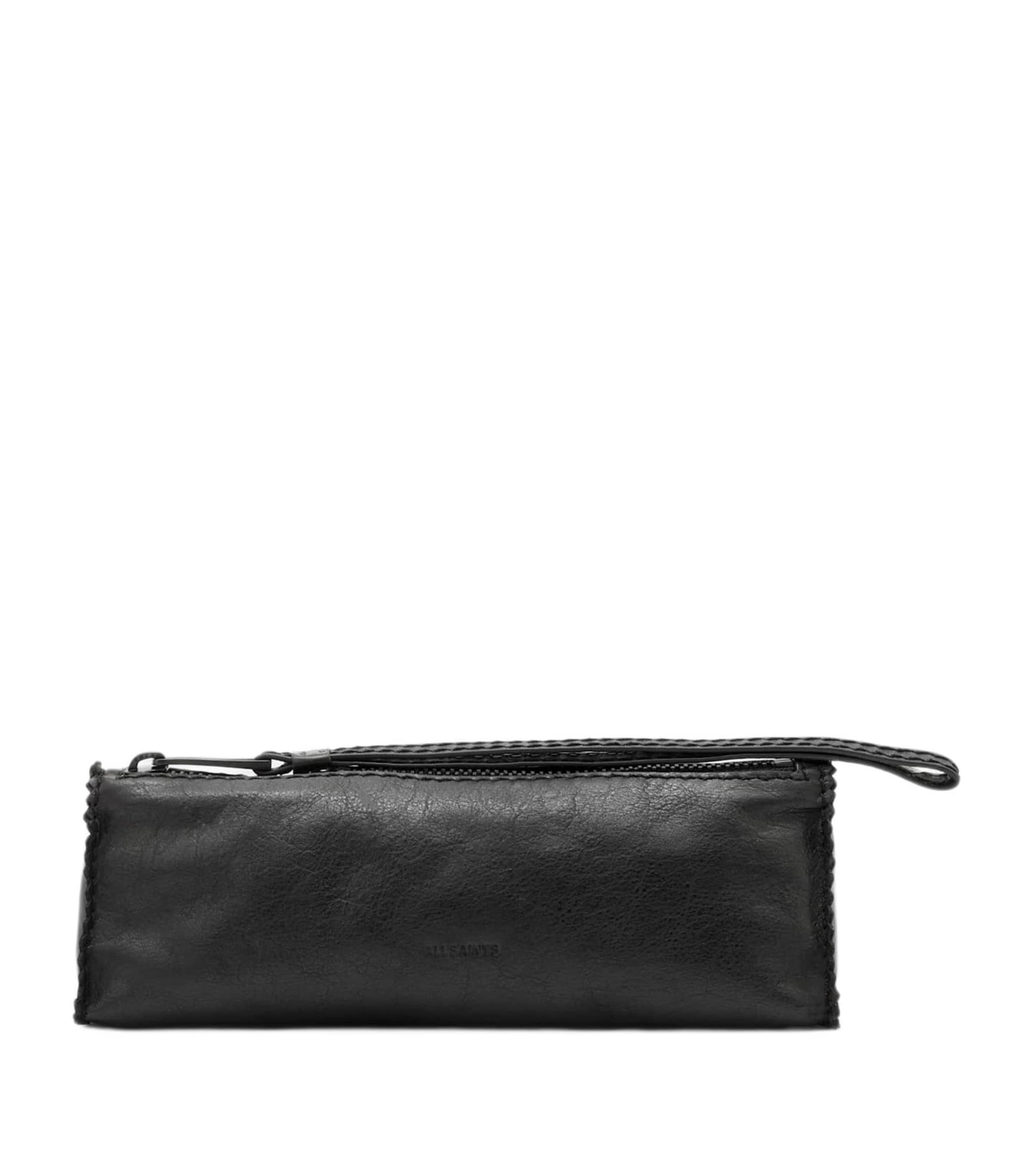 AllSaints Leather Siloh Pencil Case Black Image 1