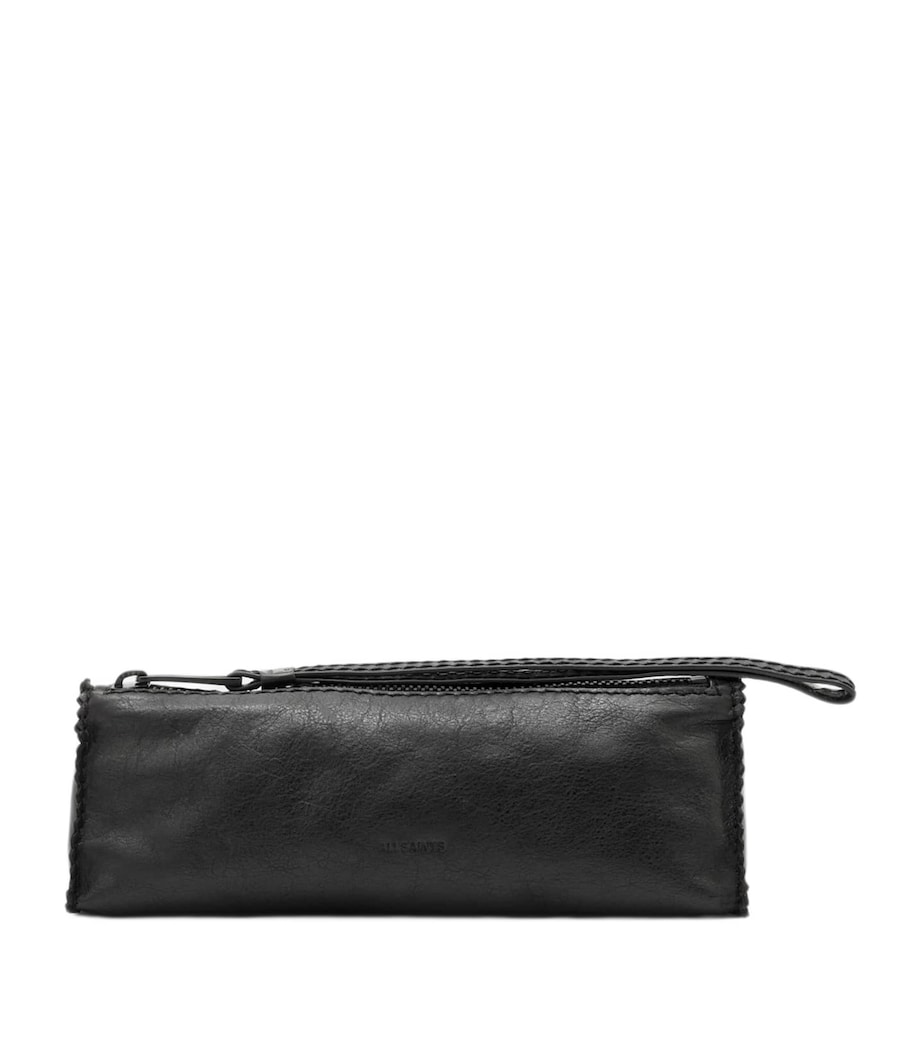 AllSaints Leather Siloh Pencil Case Black Image 1