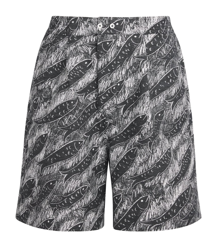 Jacquemus Mens Pleated Pyjama Shorts Jcq Fish Blk/wht Image 1