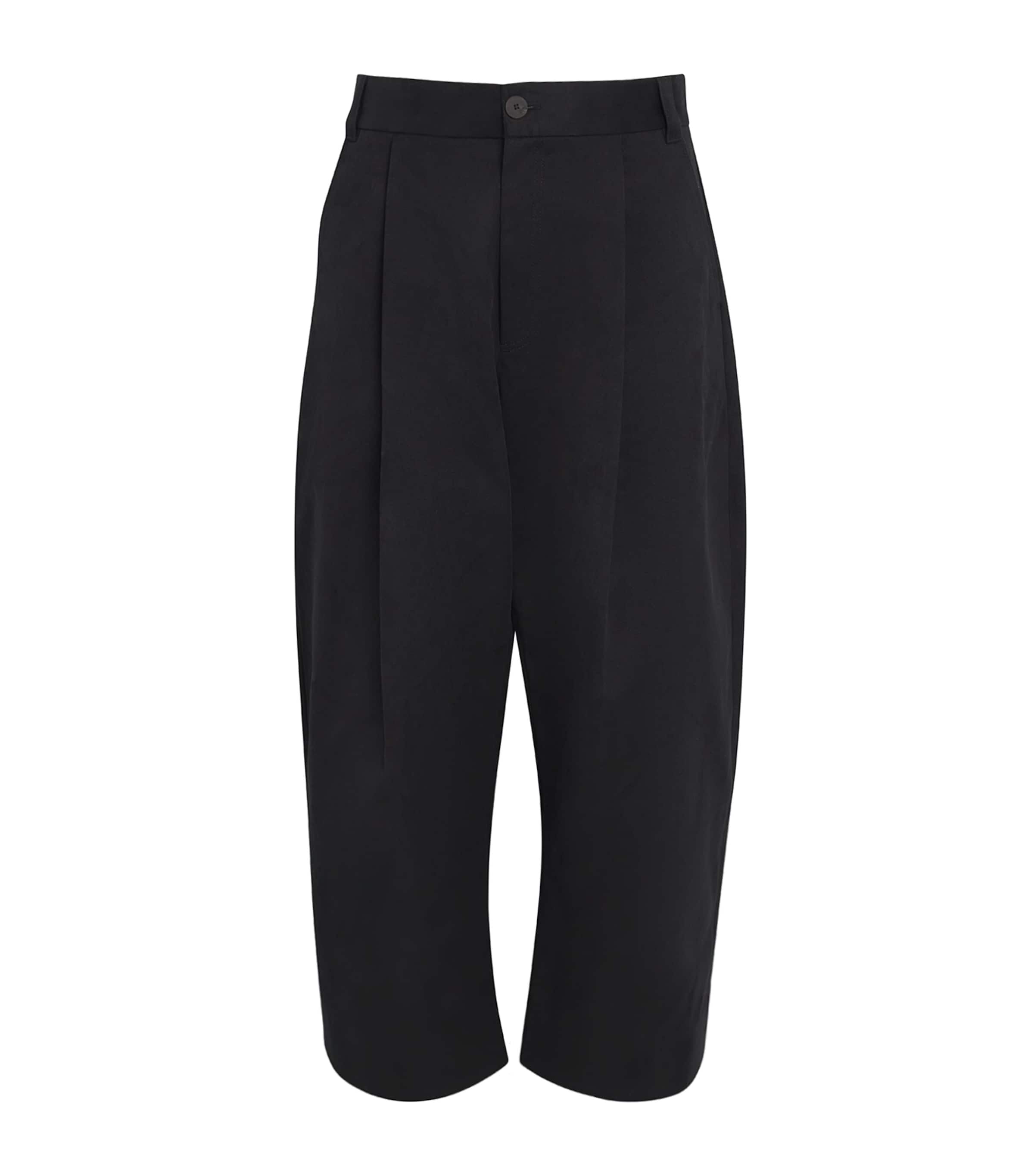 Studio Nicholson Peached Pleated Wide-leg Cotton-twill Trousers In Black