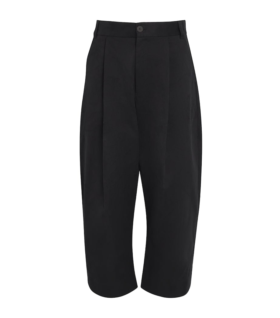 Studio Nicholson Mens Cotton Pleated Sorte Trousers Black Image 1