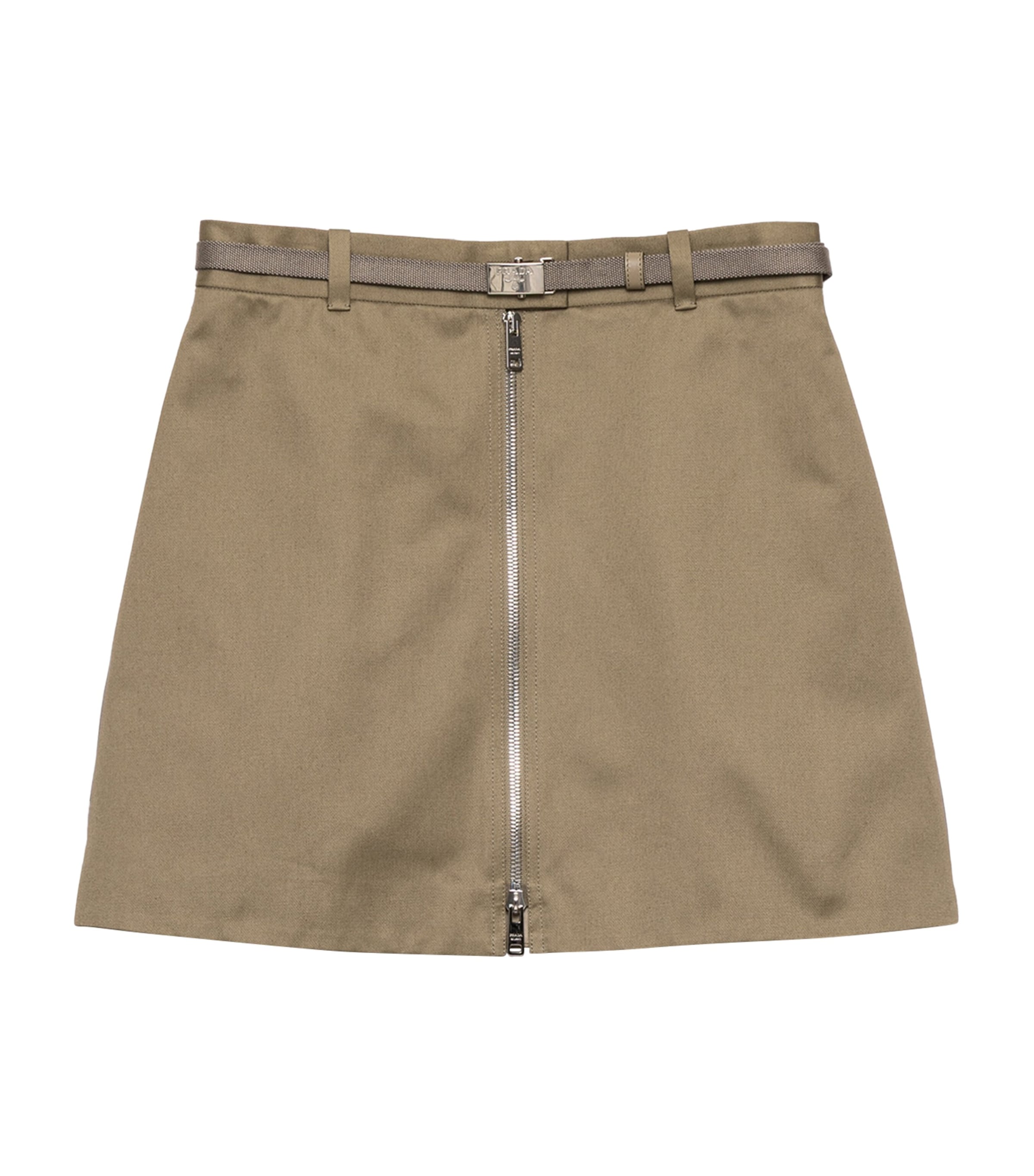 Prada Womens Chino Zip-Up Mini Skirt Grey Image 1