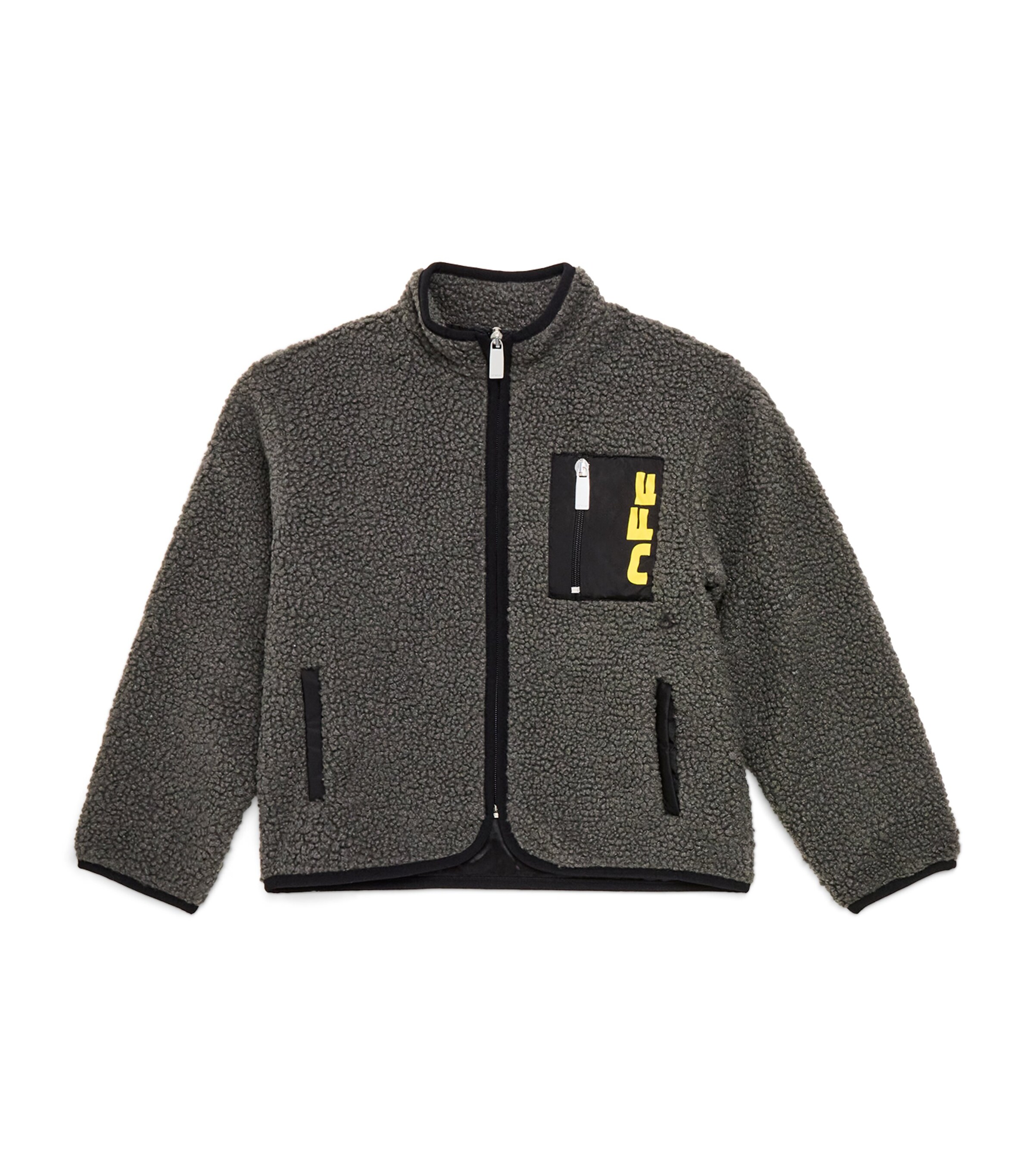Off-White Kids Logo Teddy Fleece Jacket (4-12+ Years) Grey Yellow Image 1