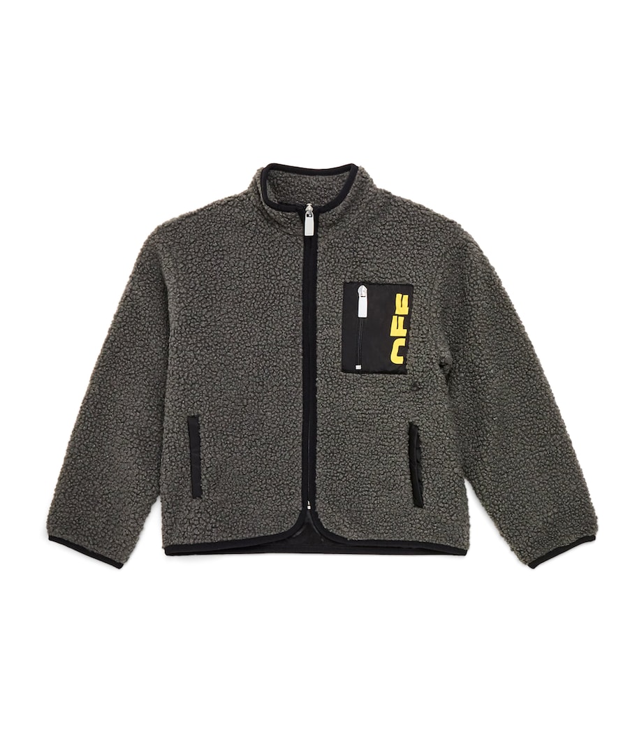 Off-White Kids Logo Teddy Fleece Jacket (4-12+ Years) Grey Yellow Image 1