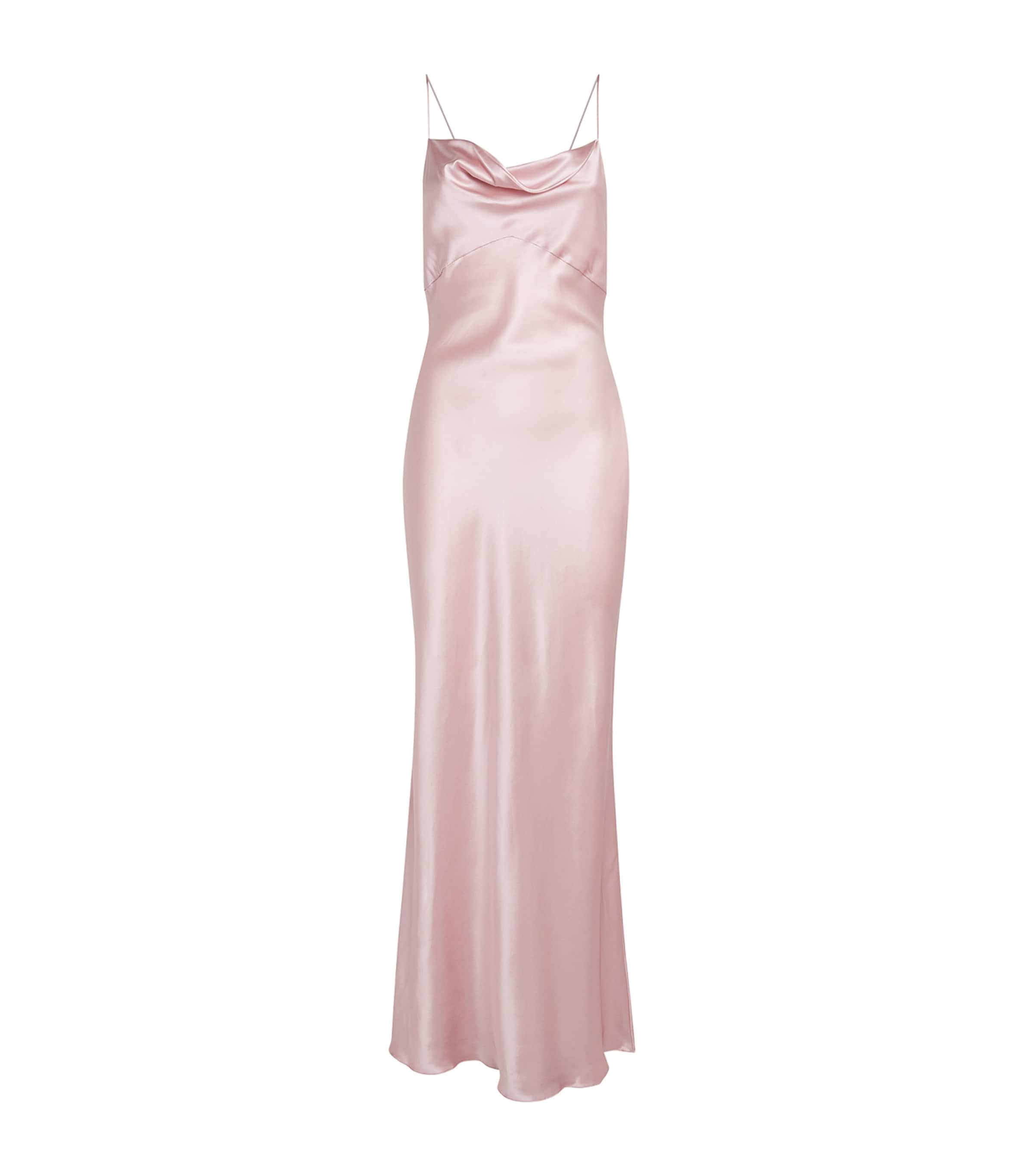 Rosamosario Silk Slip Maxi Dress In Pink