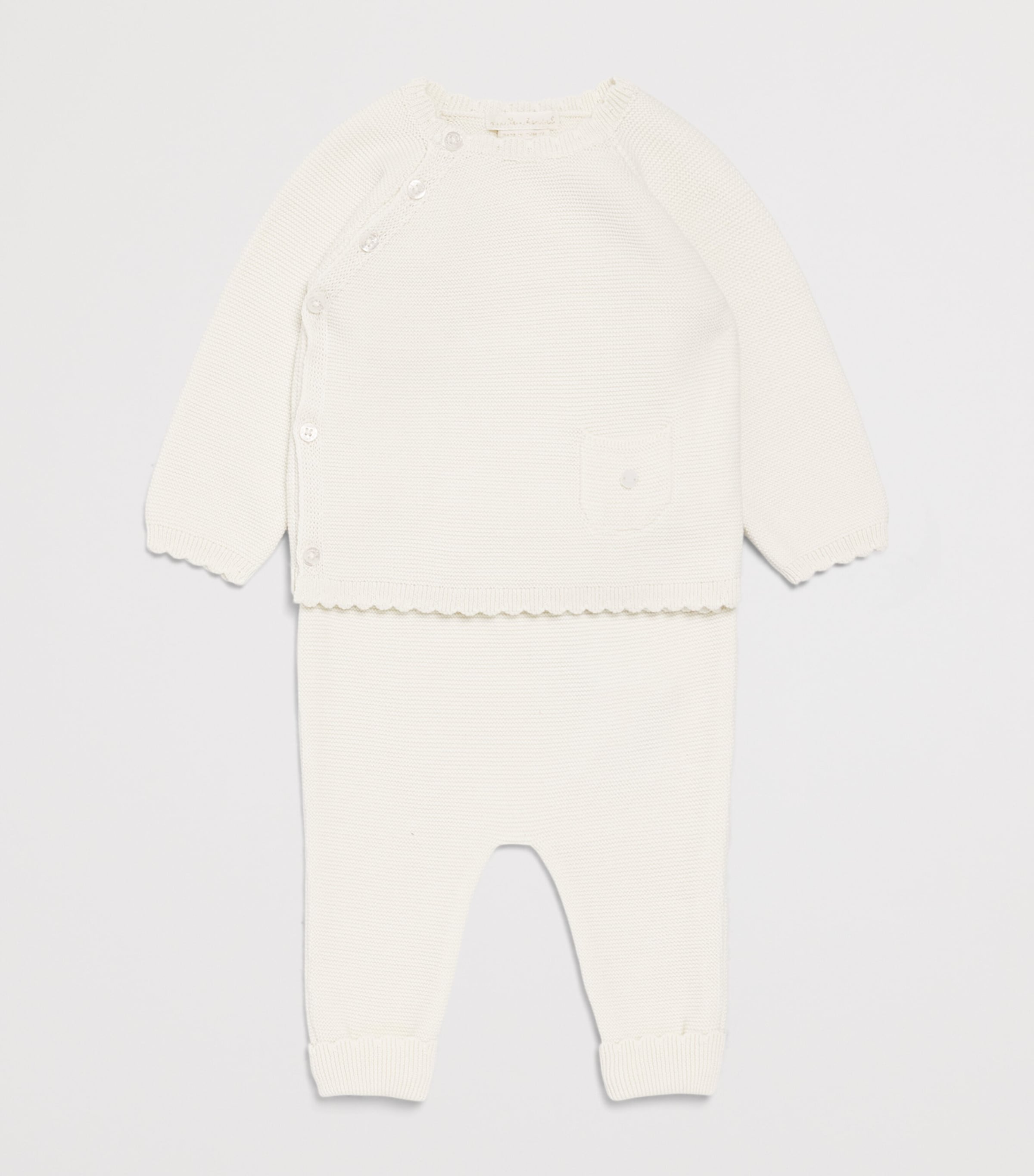 Marie-Chantal Cotton Coen Trousers (3-24 Months) Milky White Image 3