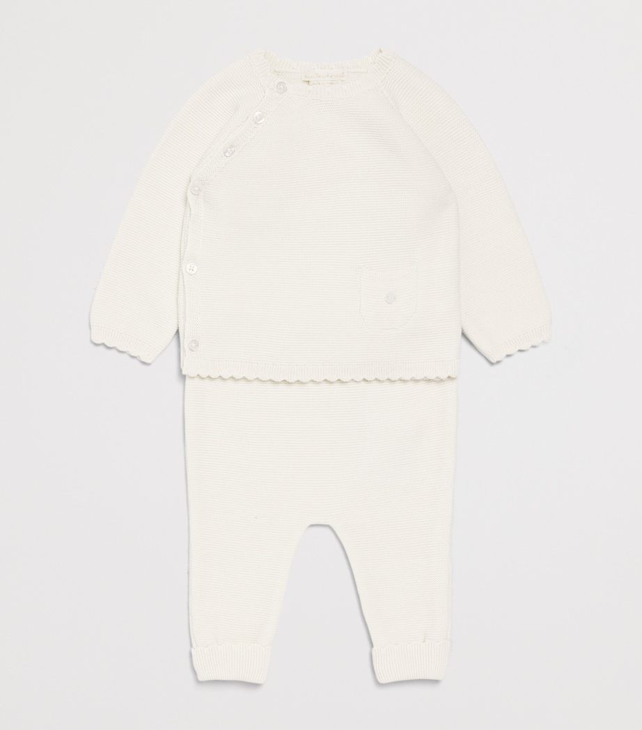 Marie-Chantal Cotton Coen Trousers (3-24 Months) Milky White Image 3