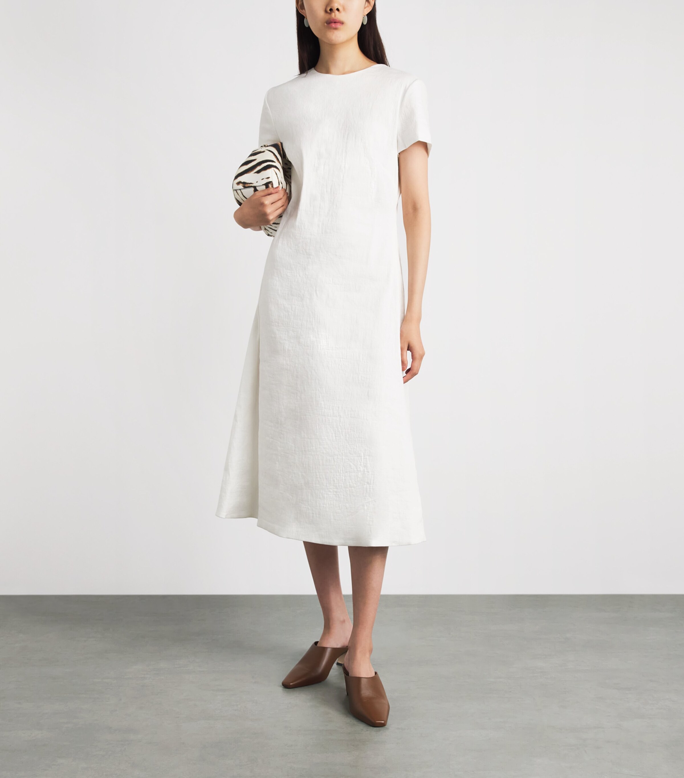 Brandon Maxwell Womens Linen-Blend Ridley Mini Dress White Image 2