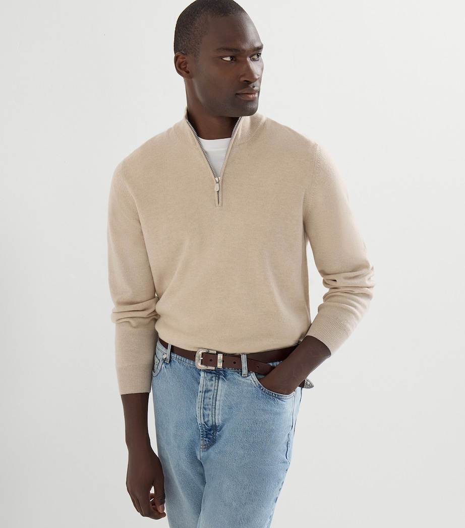 Brunello Cucinelli Mens Cashmere Quarter-Zip Sweater Image 4