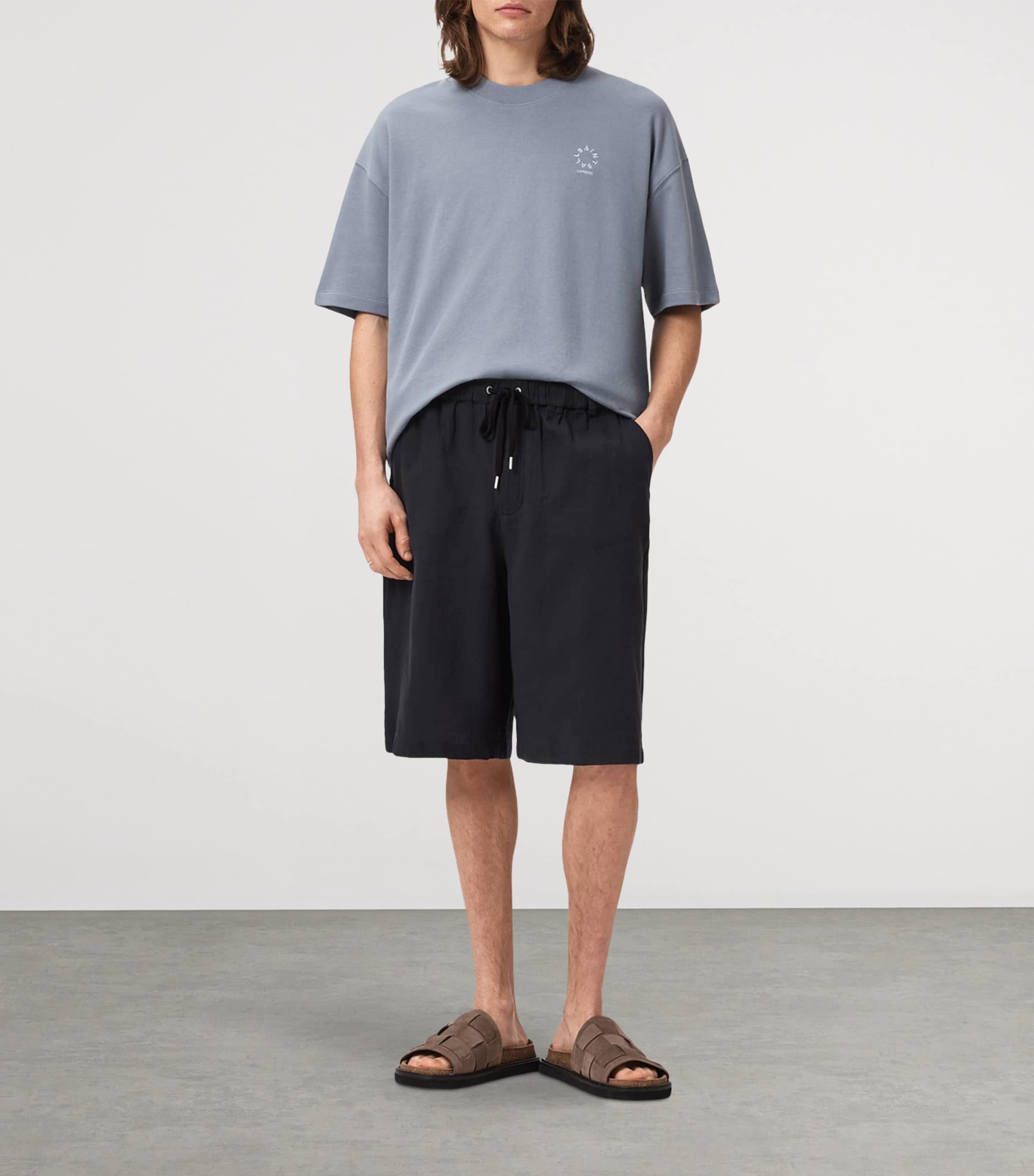 AllSaints Mens Organic Cotton Haven T-Shirt Maya Blue Image 2