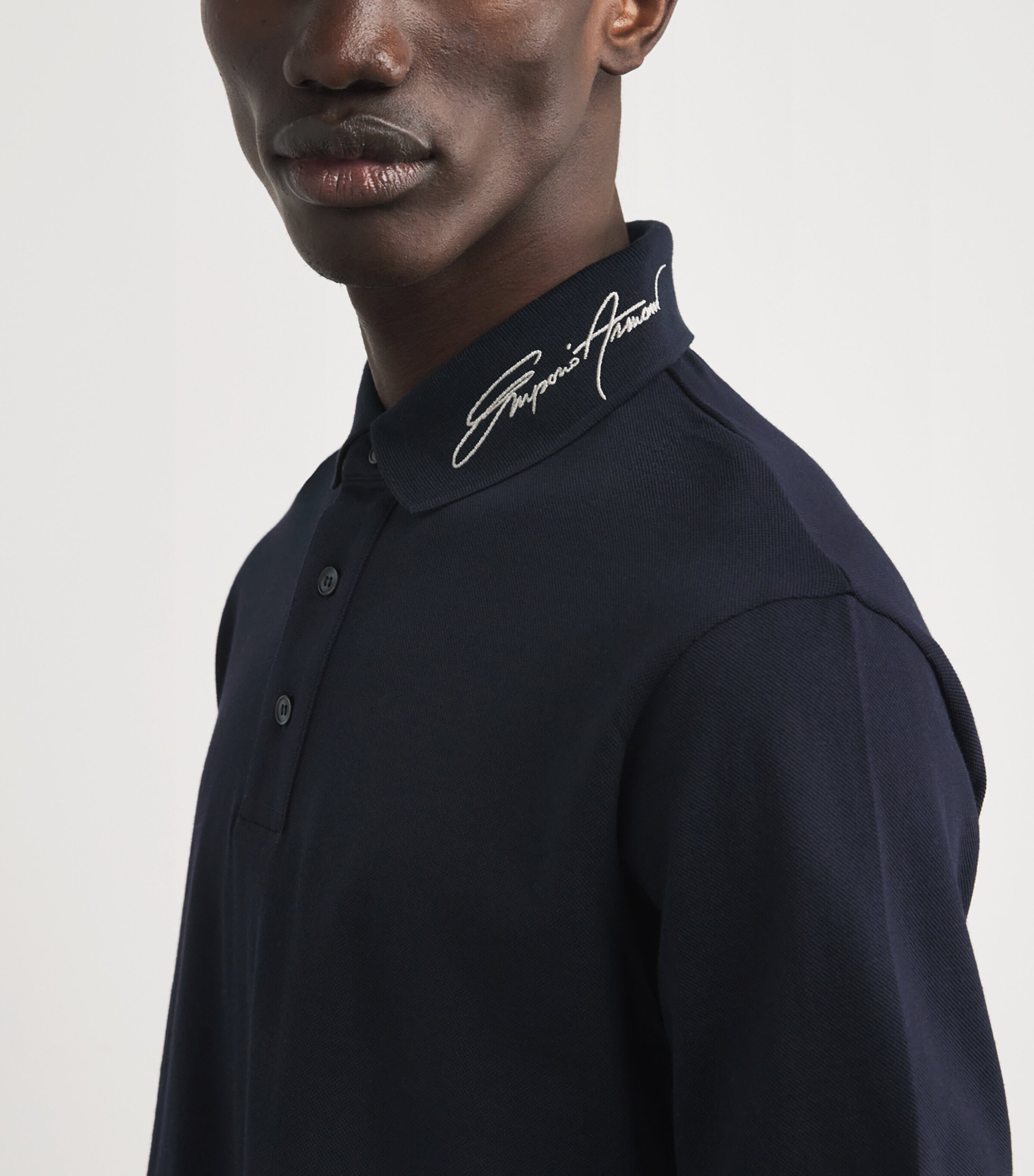 Emporio Armani Blue Cotton Piqué Signature Polo Shirt | Harrods US