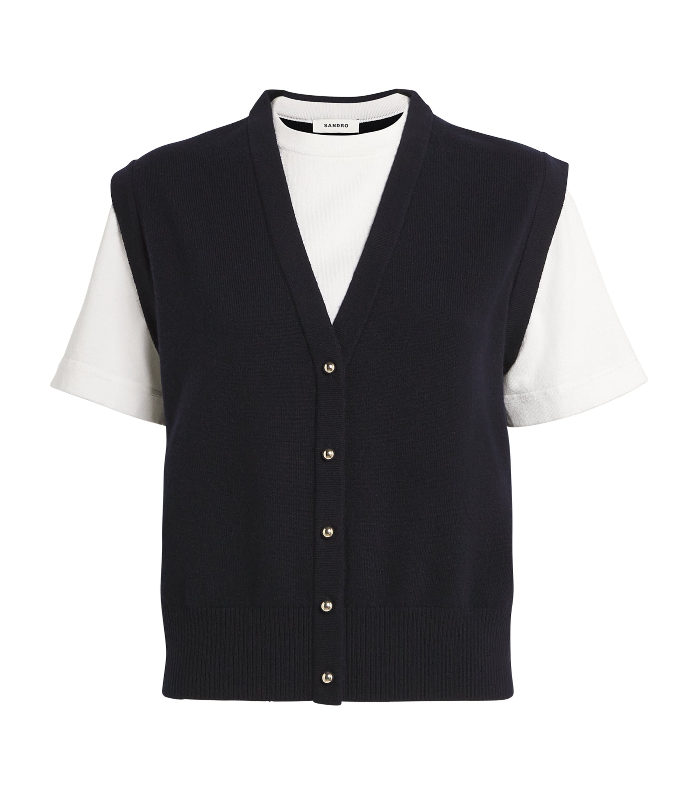 Sandro Two-tone Wool And Cashmere Sweater In Blue