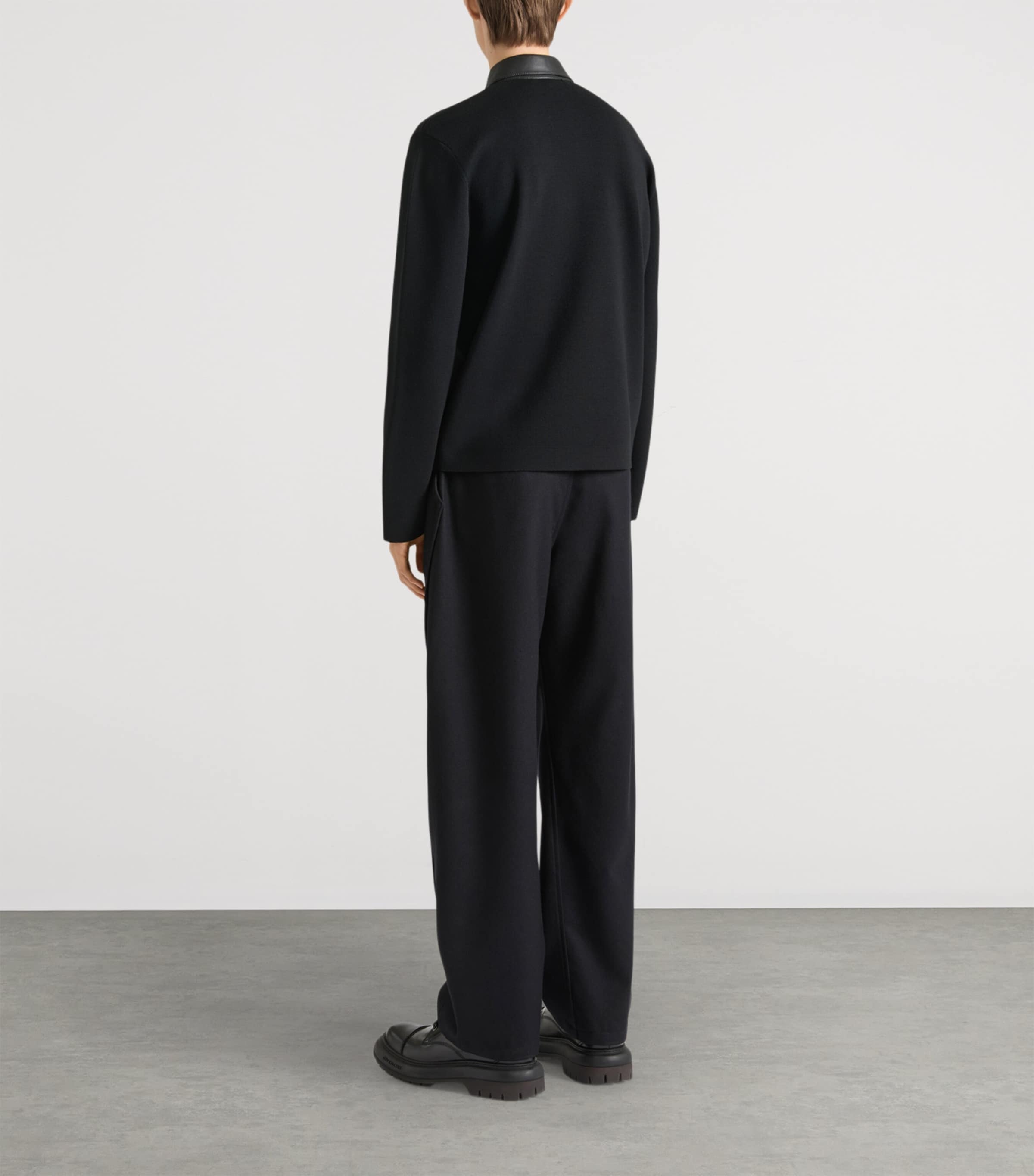 Givenchy Mens Wool Leather-Trim Cardigan Image 3