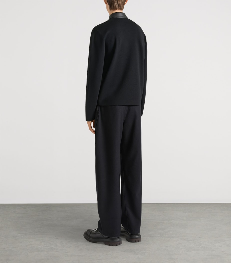 Givenchy Mens Wool Leather-Trim Cardigan Image 3
