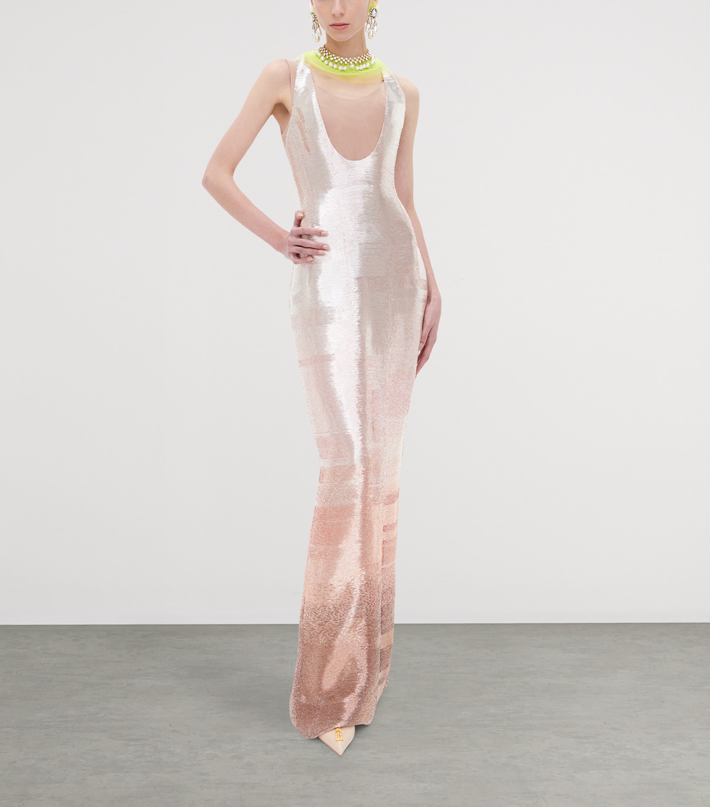 Schiaparelli Womens Silk Embellished Maxi Dress Nude Image 2