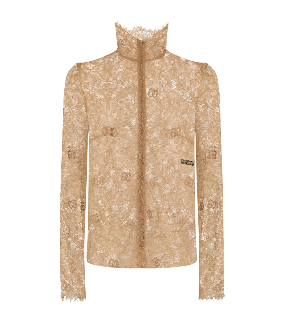 Dolce&Gabbana Womens Lace DG Logo Top Sand Image 1