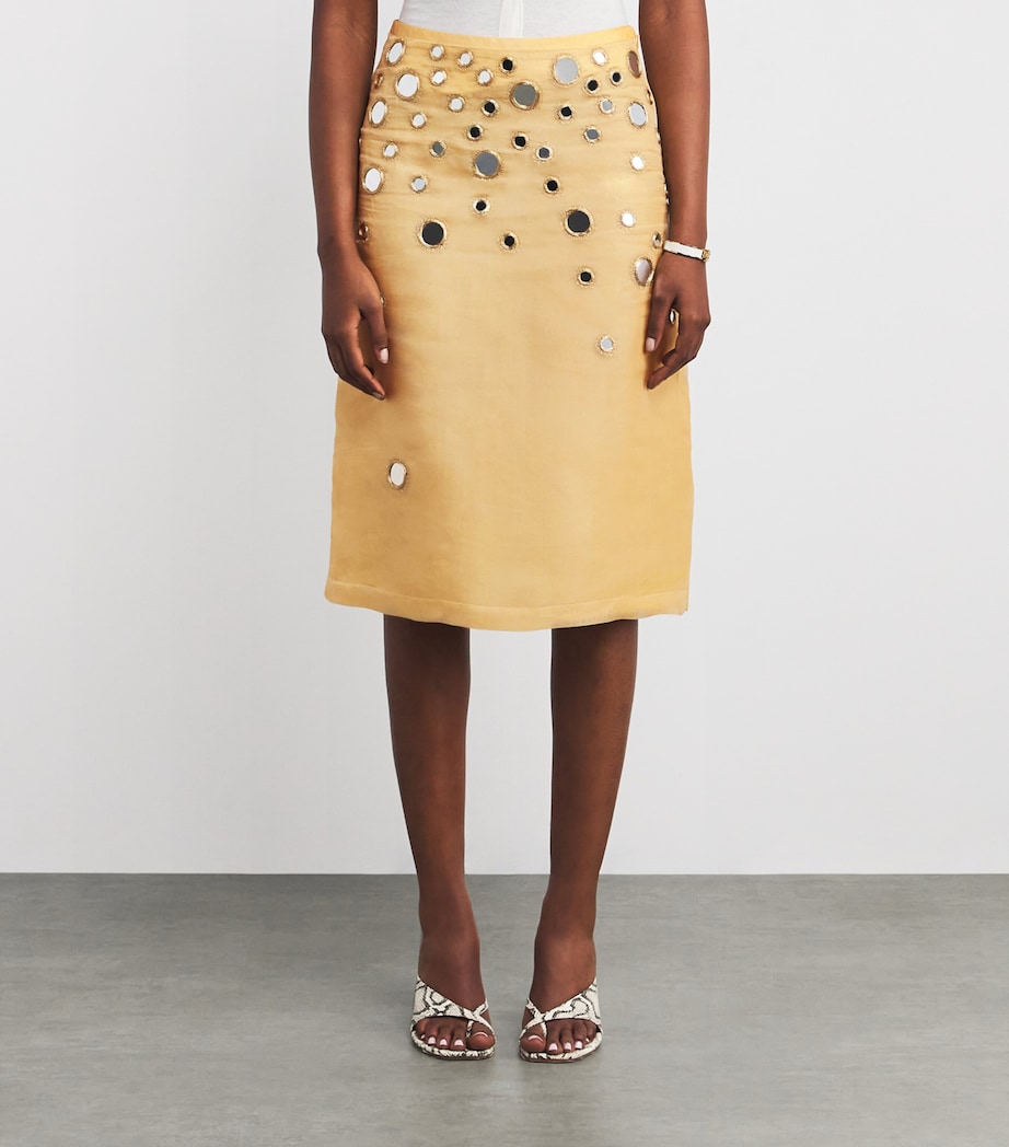 Silk Mirror-Embellished Midi Skirt 704 SOFT WHEAT Image 3