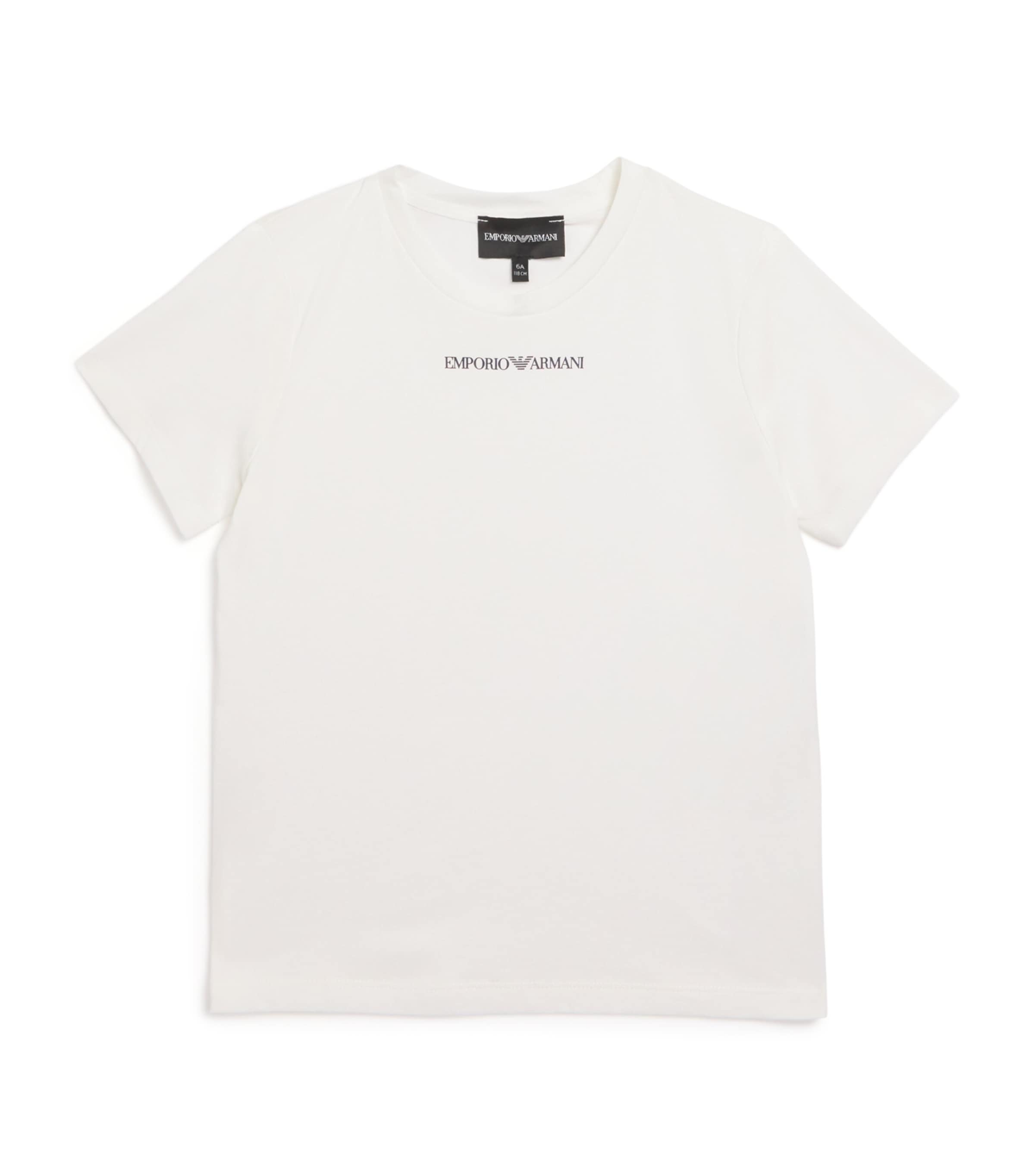 Shop Emporio Armani Cotton Logo T-shirt In Ivory