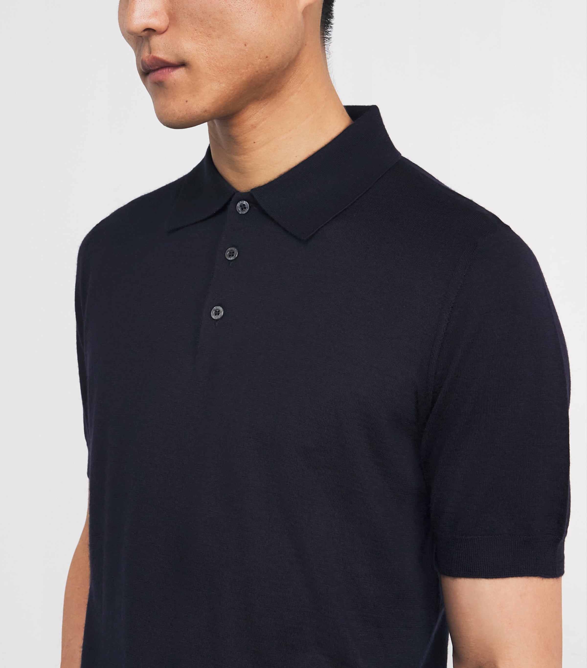Cashmere-Silk Knit Polo Shirt 810 Image 6